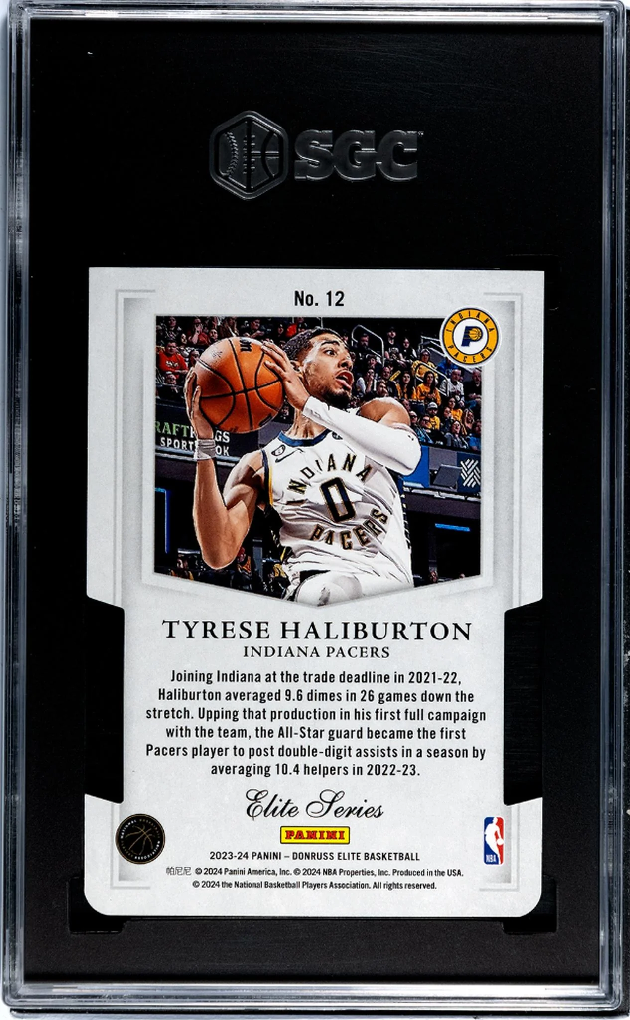 2023-24 Panini Elite #12 Tyrese Haliburton Elite Series Orange Die-Cut SGC 9.5 - Image 2