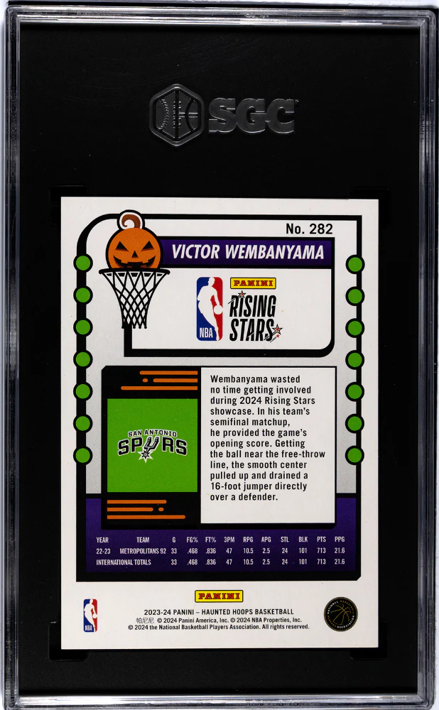 2023-24 Panini Haunted Hoops #282 Victor Wembanyama Slime SGC 9.5 - Image 2
