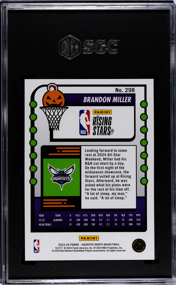 2023-24 Panini Haunted Hoops Brandon Miller #298 RC SGC 9.5 - Image 2