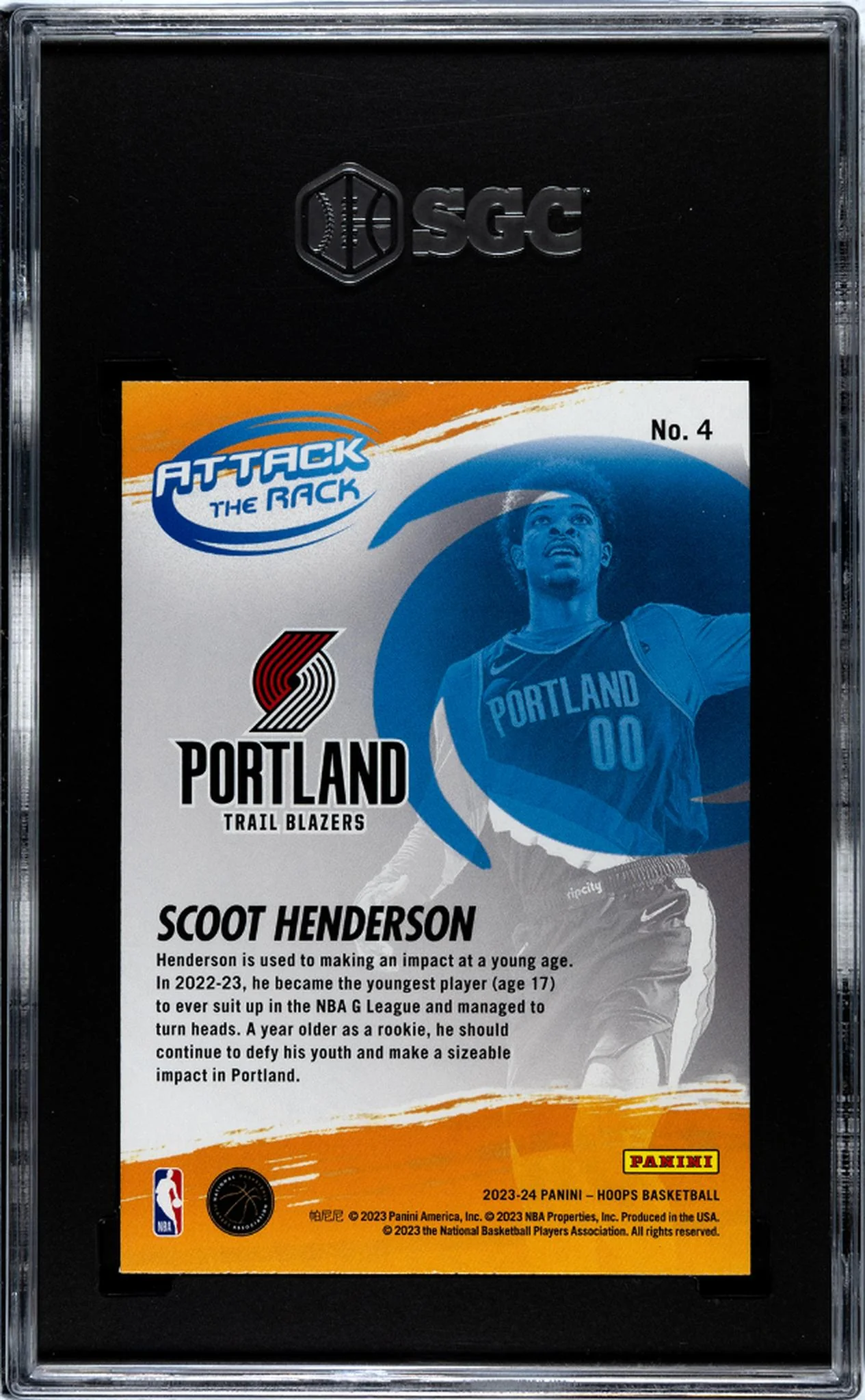 2023-24 Panini Hoops #4 Scoot Henderson Attack The Rack SGC 9.5 - Image 2