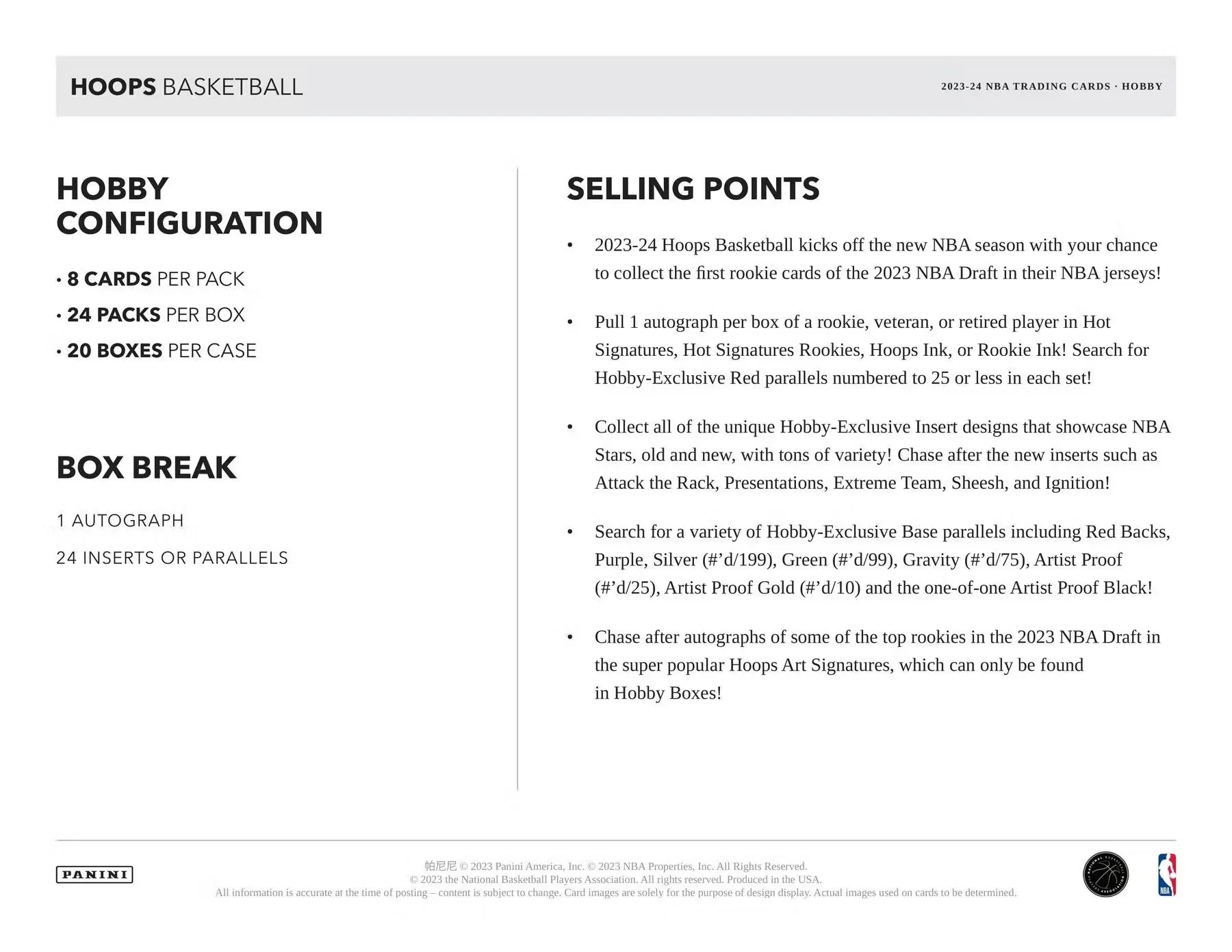 2023-24 Panini NBA Hoops Basketball Hobby Box - Image 7