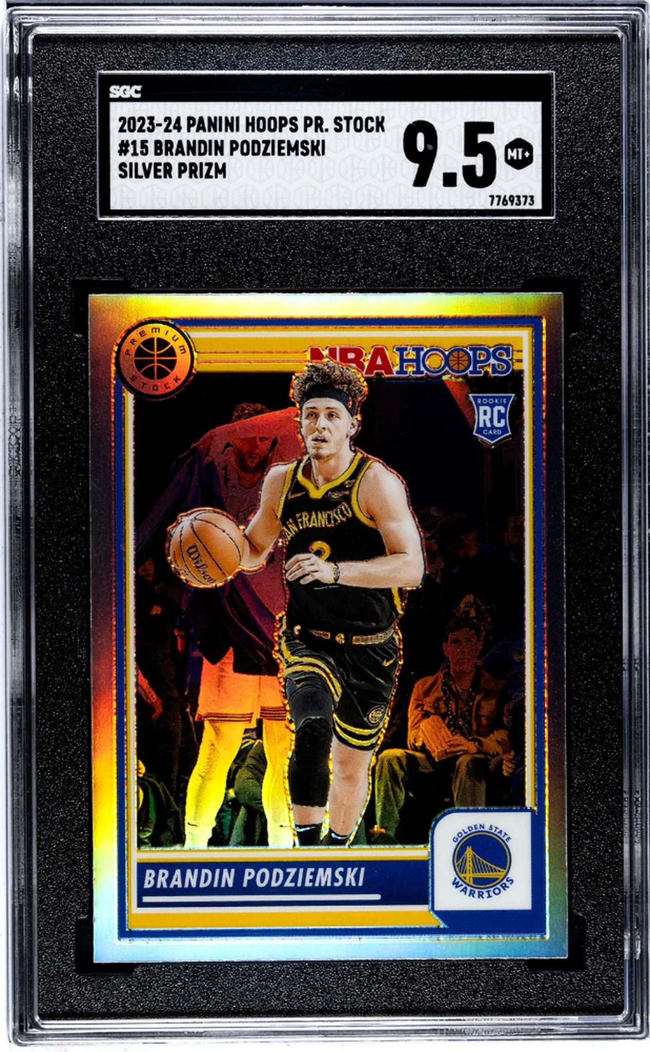 2023 Panini Hoops Pr. Stock Silver Prizm Brandin Podziemski #15 RC SGC 9.5