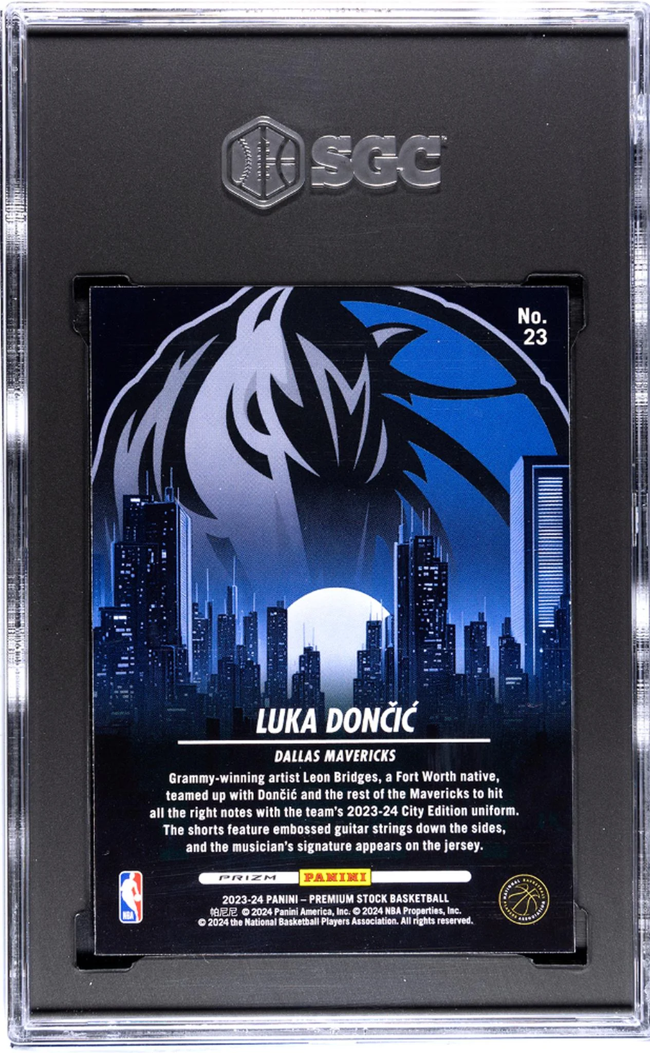 2023-24 Panini Hoops Premium Stock #23 Luka Doncic City Ed. Silver Prizm SGC 9.5 - Image 2