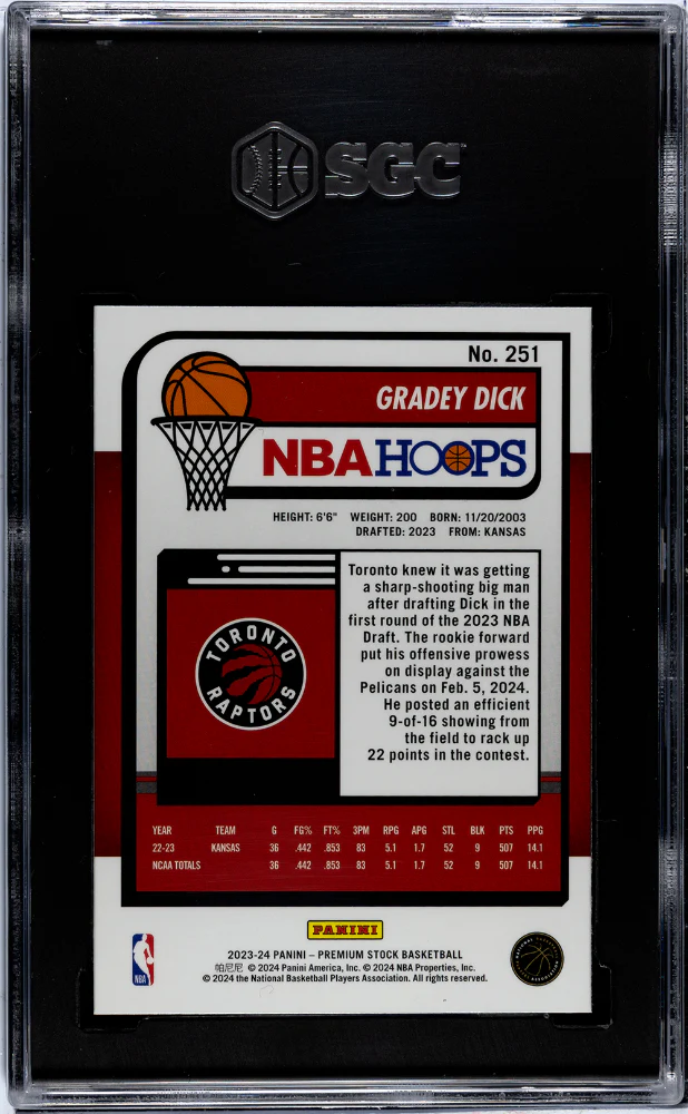 2023-24 Panini Hoops Gradey Dick #251 RC SGC 9.5 - Image 2