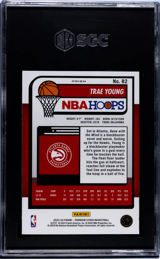2023 Panini Hoops Prizm Trae Young #82 Seismic Prizm SGC 10 - Image 2
