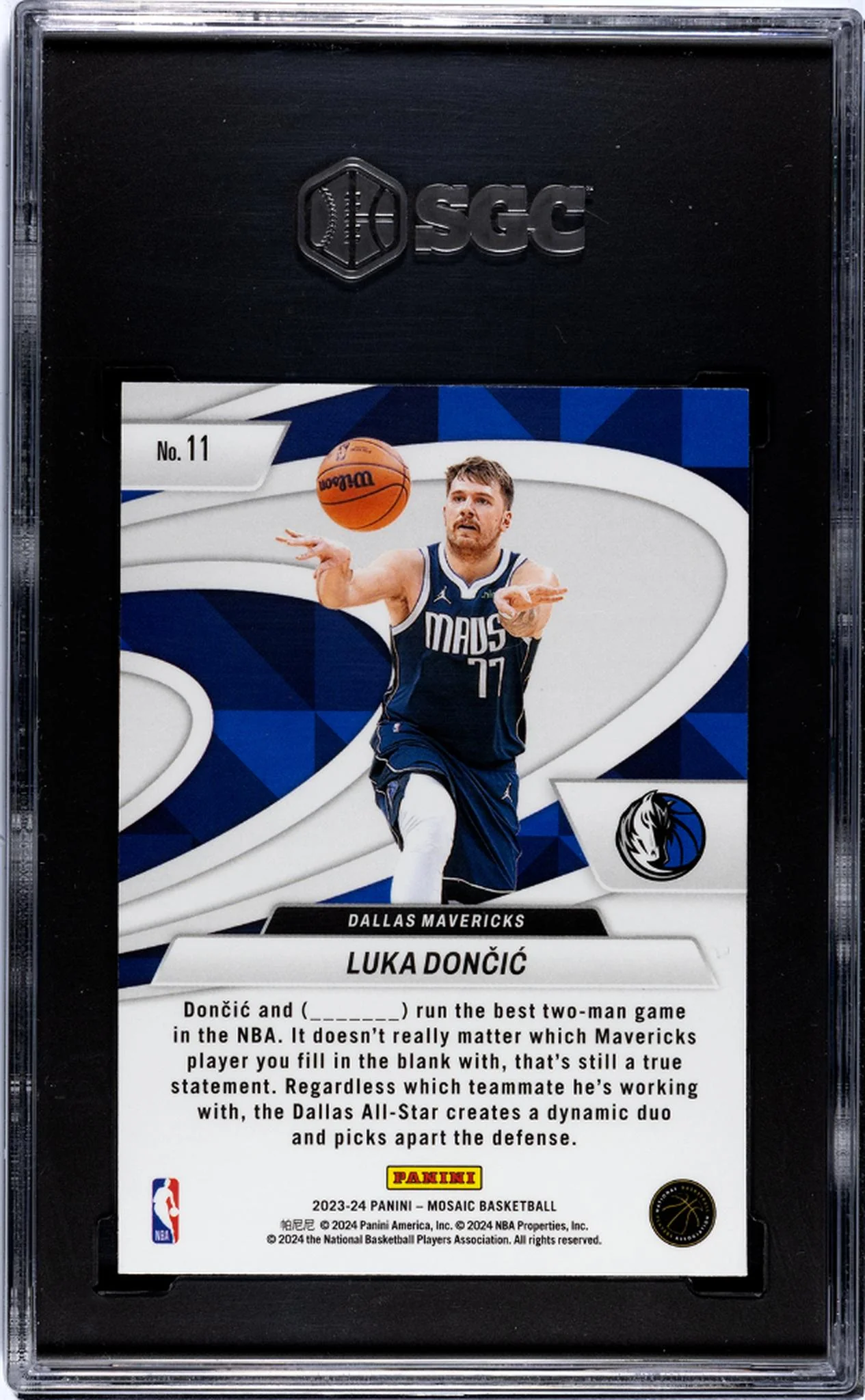 2023-24 Panini Mosaic #11 Luka Doncic Give And Go SGC 9.5 - Image 2