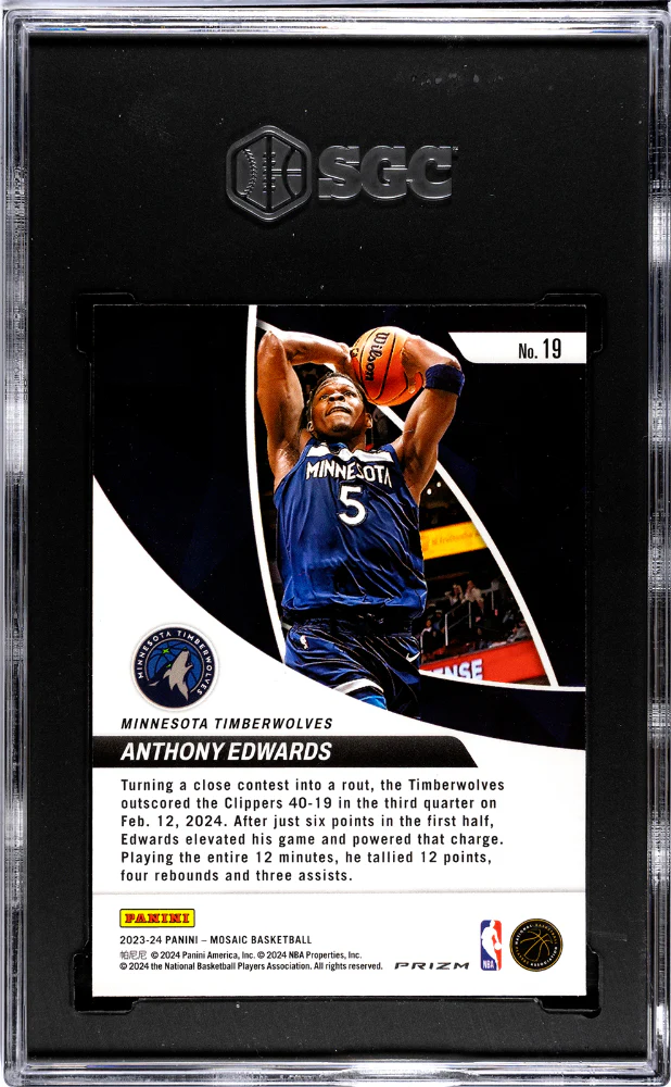 2023-24 Panini Mosaic #19 Anthony Edwards Elevate Green Prizm SGC 9.5 - Image 2