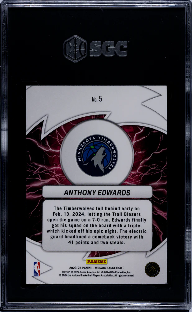 2023-24 Panini Mosaic #5 Anthony Edwards Thunder Road SGC 9.5 - Image 2