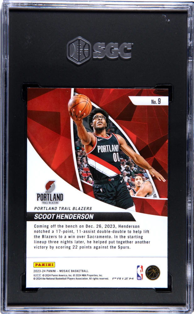 2023 Panini Mosaic Elevate Green Prizm Scoot Henderson #9 RC SGC 10 - Image 2