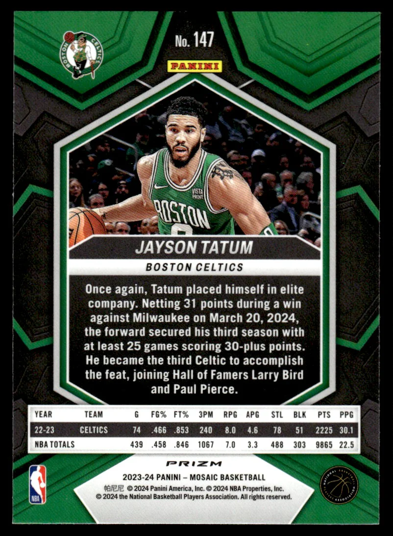 2023-24 Panini Mosaic Genesis Jayson Tatum #147 - Image 2