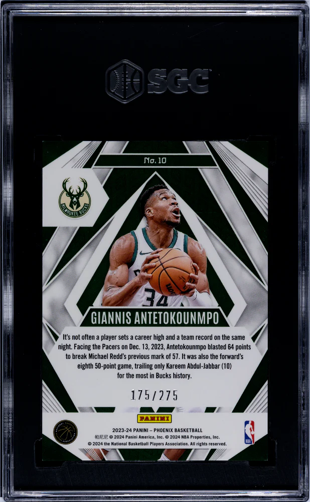 2023-24 Panini Phoenix #10 Giannis Antetokounmpo Paragon Maroon Ice /275 SGC 9 - Image 2