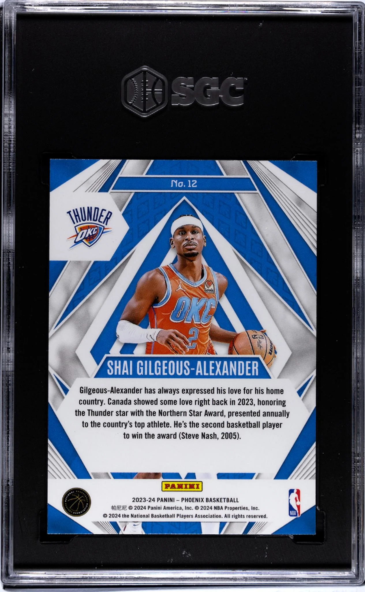 2023-24 Panini Phoenix #12 Shai Gilgeous-Alexander Paragon Silver SGC 9.5 - Image 2