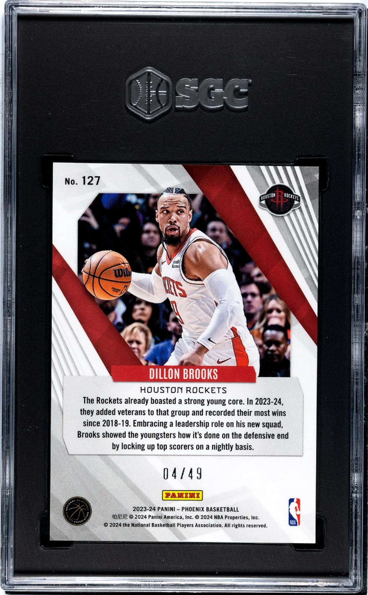 2023 Panini Phoenix Yellow Dillon Brooks #127 /49 SGC 10 - Image 2