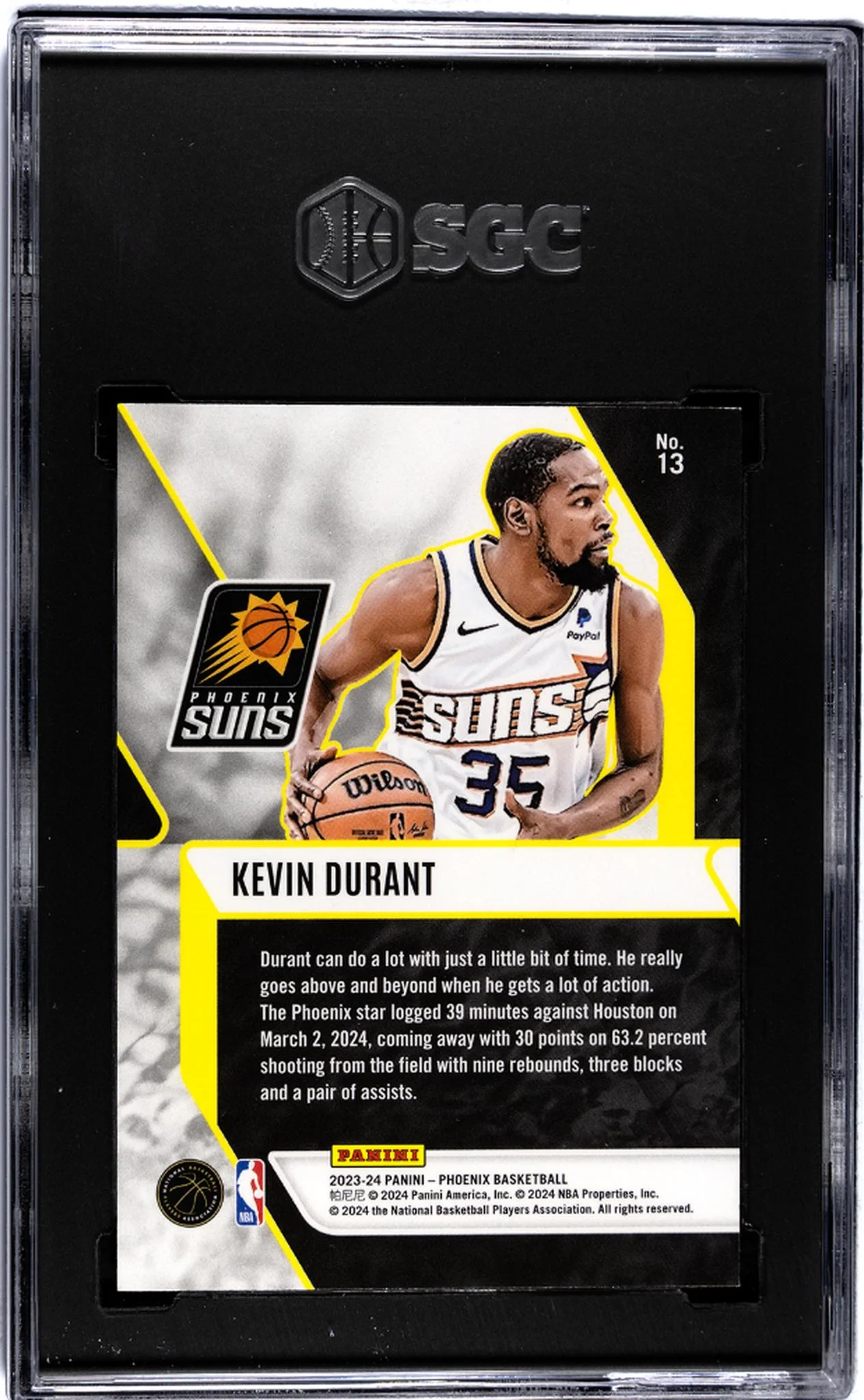 2023-24 Panini Phoenix #13 Kevin Durant Fade To Black Red Ice SGC 9.5 - Image 2
