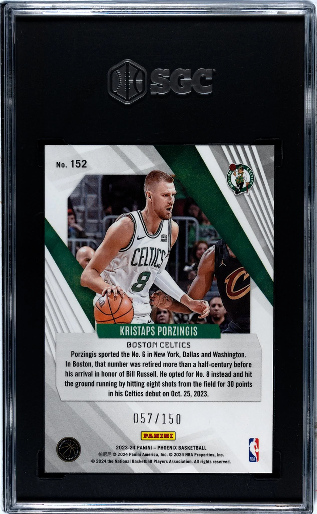 2023-24 Panini Phoenix Purple Kristaps Porzingis #152 /150 SGC 9.5 - Image 2