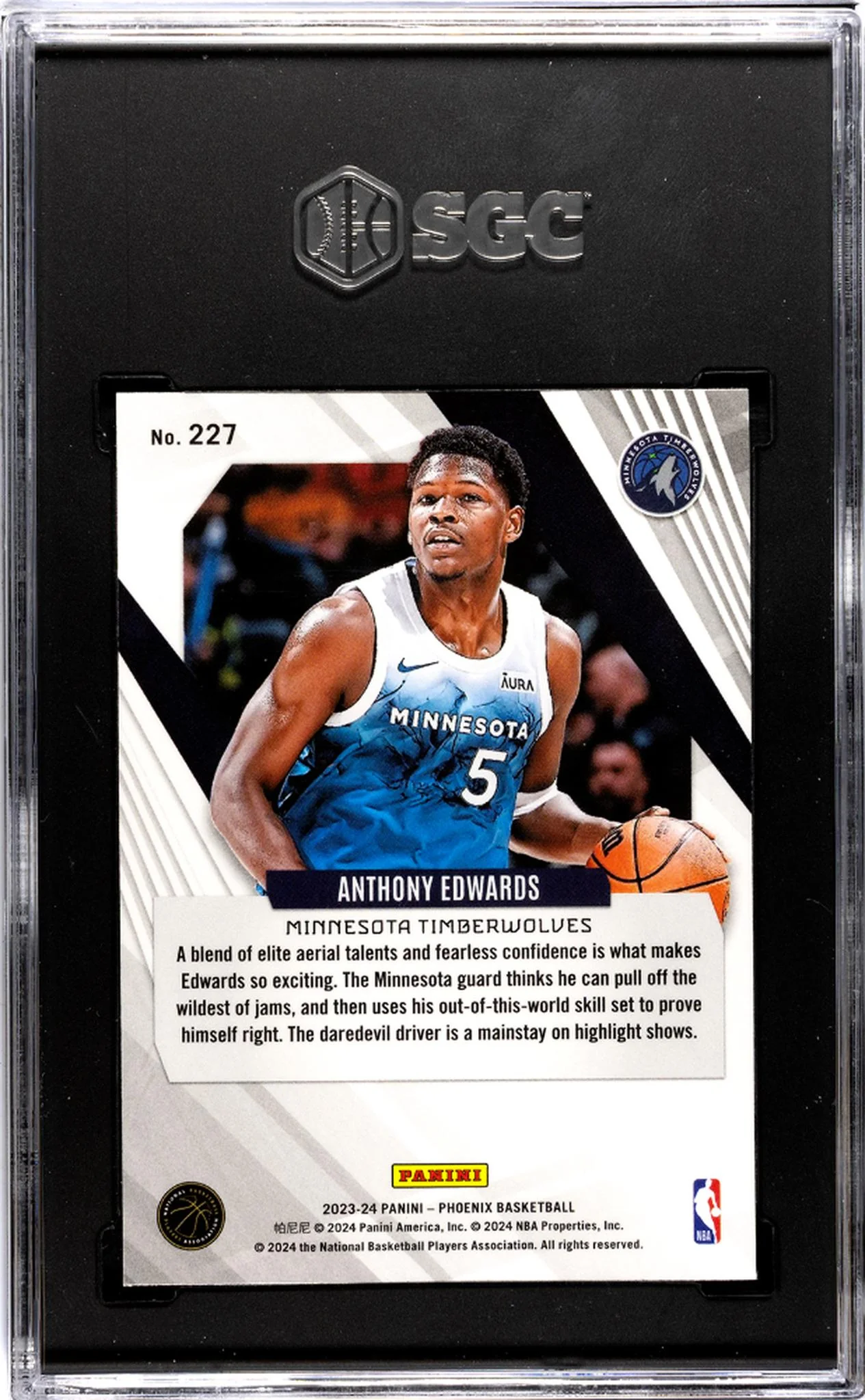 2023-24 Panini Phoenix #227 Anthony Edwards SGC 10 - Image 2