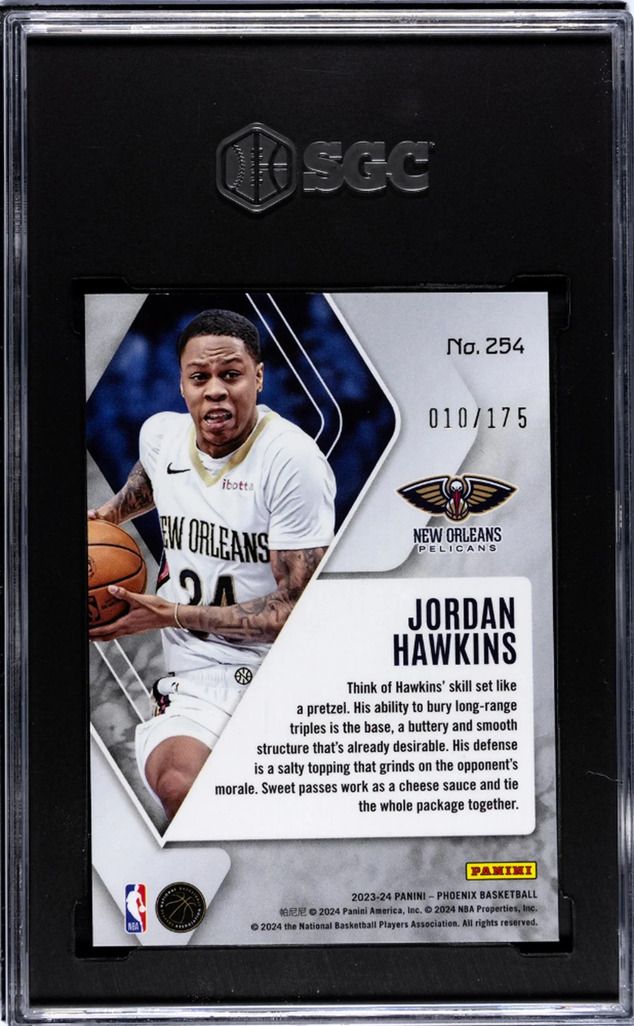 2023-24 Panini Phoenix Yellow Ice Jordan Hawkins #254 RC /175 SGC 10 - Image 2