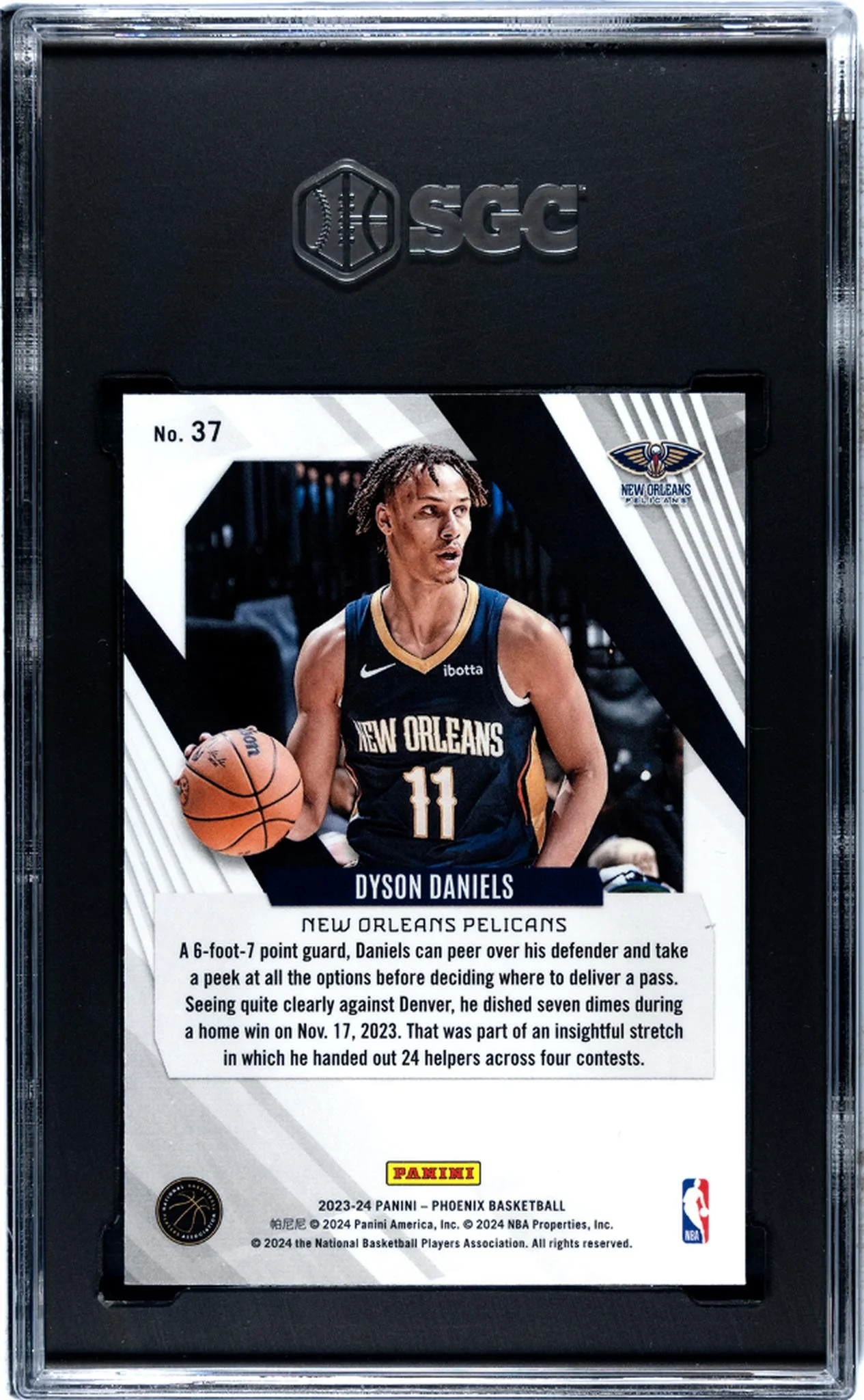 2023-24 Panini Phoenix Blue Ice Dyson Daniels #37 SGC 9.5 - Image 2