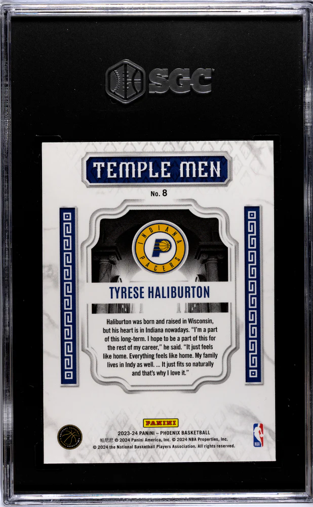 2023-24 Panini Phoenix #8 Tyrese Haliburton Temple Men SGC 9.5 - Image 2