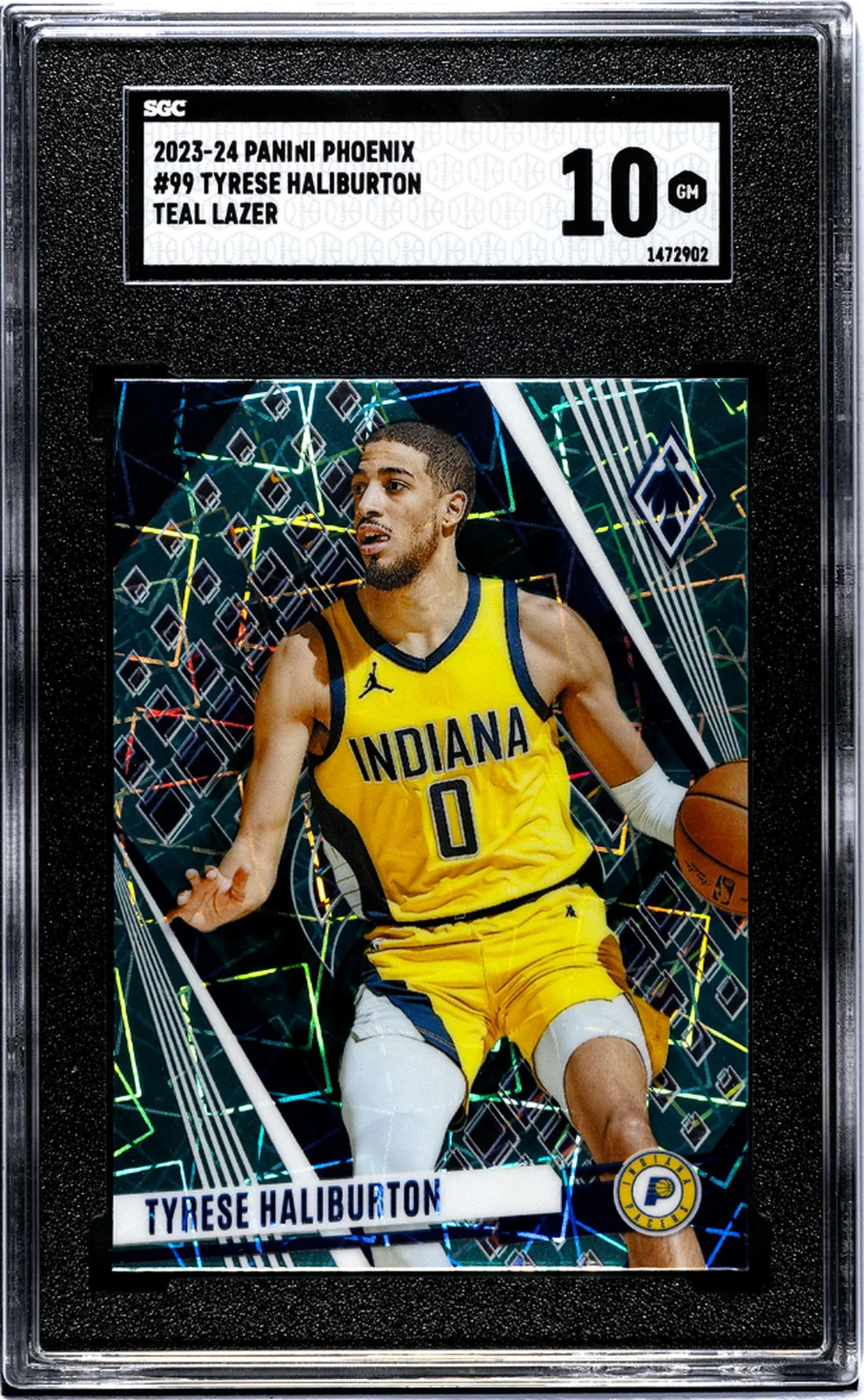 2023-24 Panini Phoenix #99 Tyrese Haliburton Teal Lazer SGC 10 - Image 2