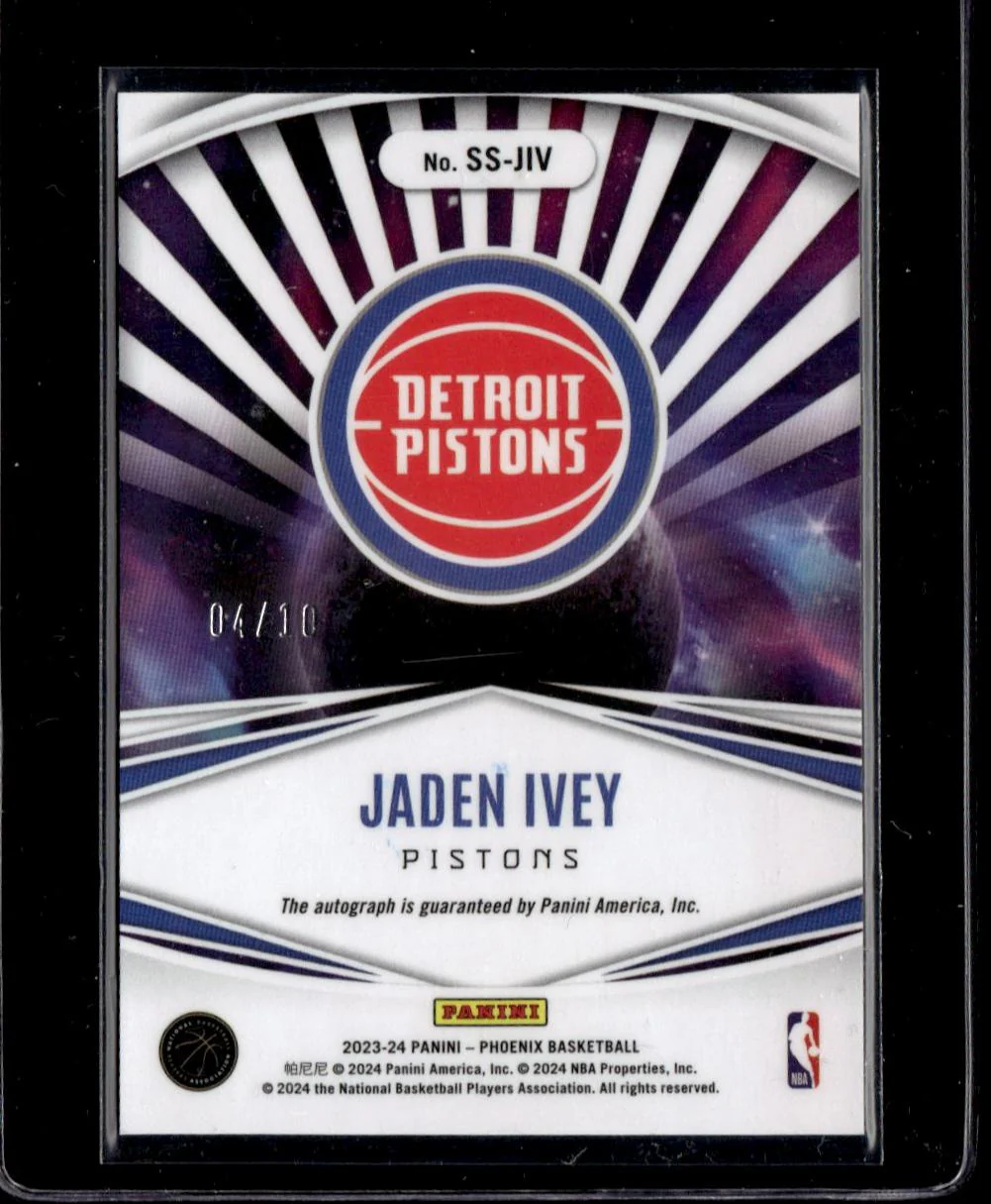 2023-24 Panini Phoenix Stellar Signatures Gold Jaden Ivey #SS-JIV Auto /10 - Image 2