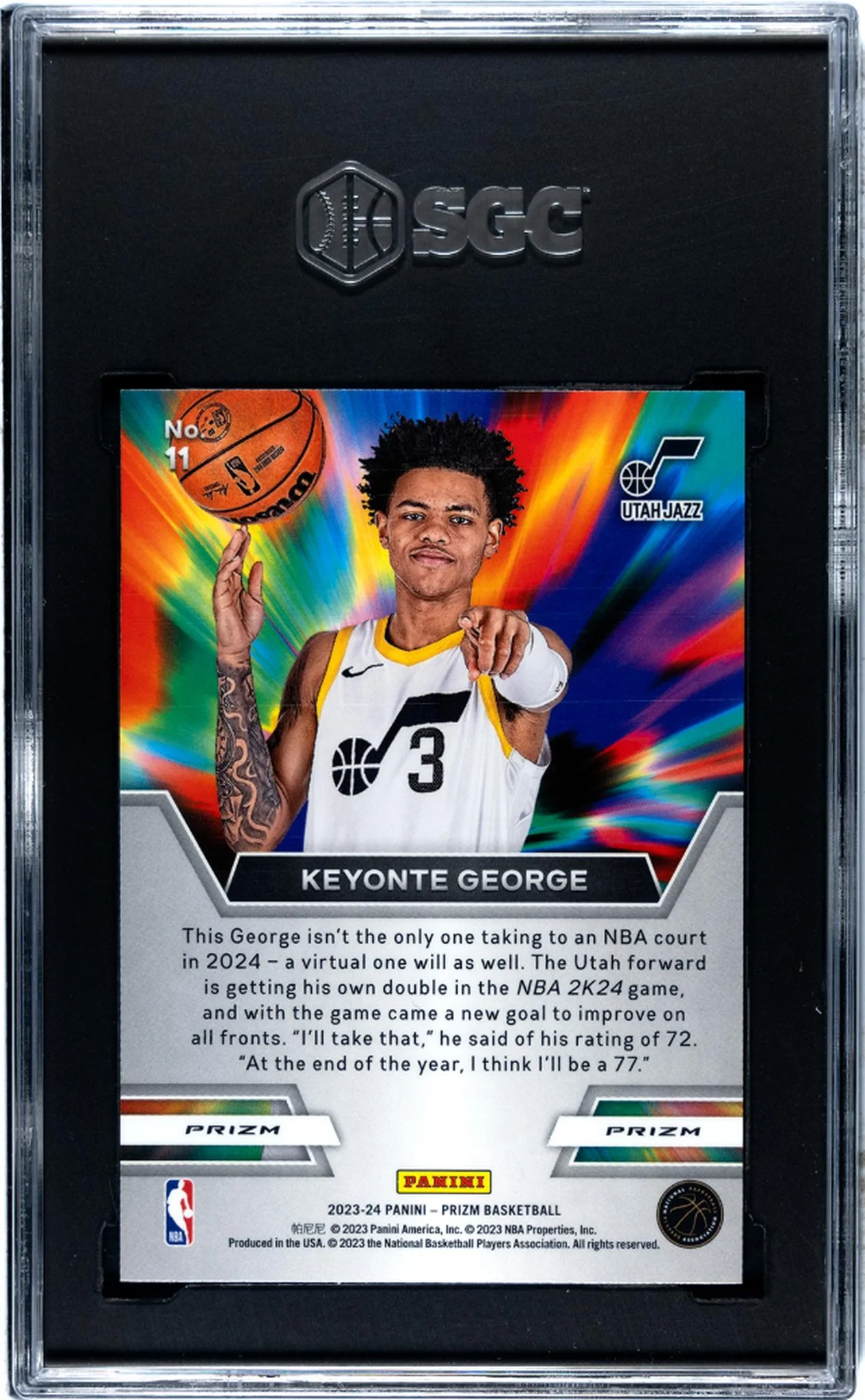 2023 Panini Prizm Instant Impact Green Keyonte George #11 RC SGC 9.5 - Image 2
