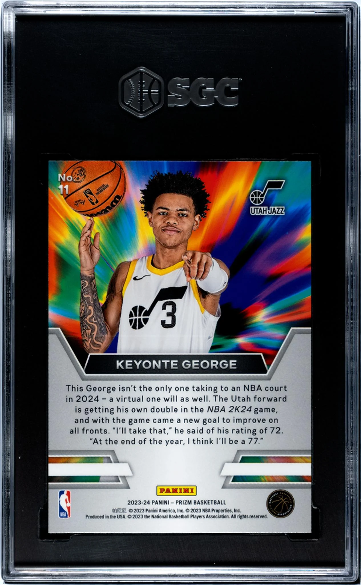 2023 Panini Prizm Instant Impact Keyonte George #11 RC SGC 8.5 - Image 2