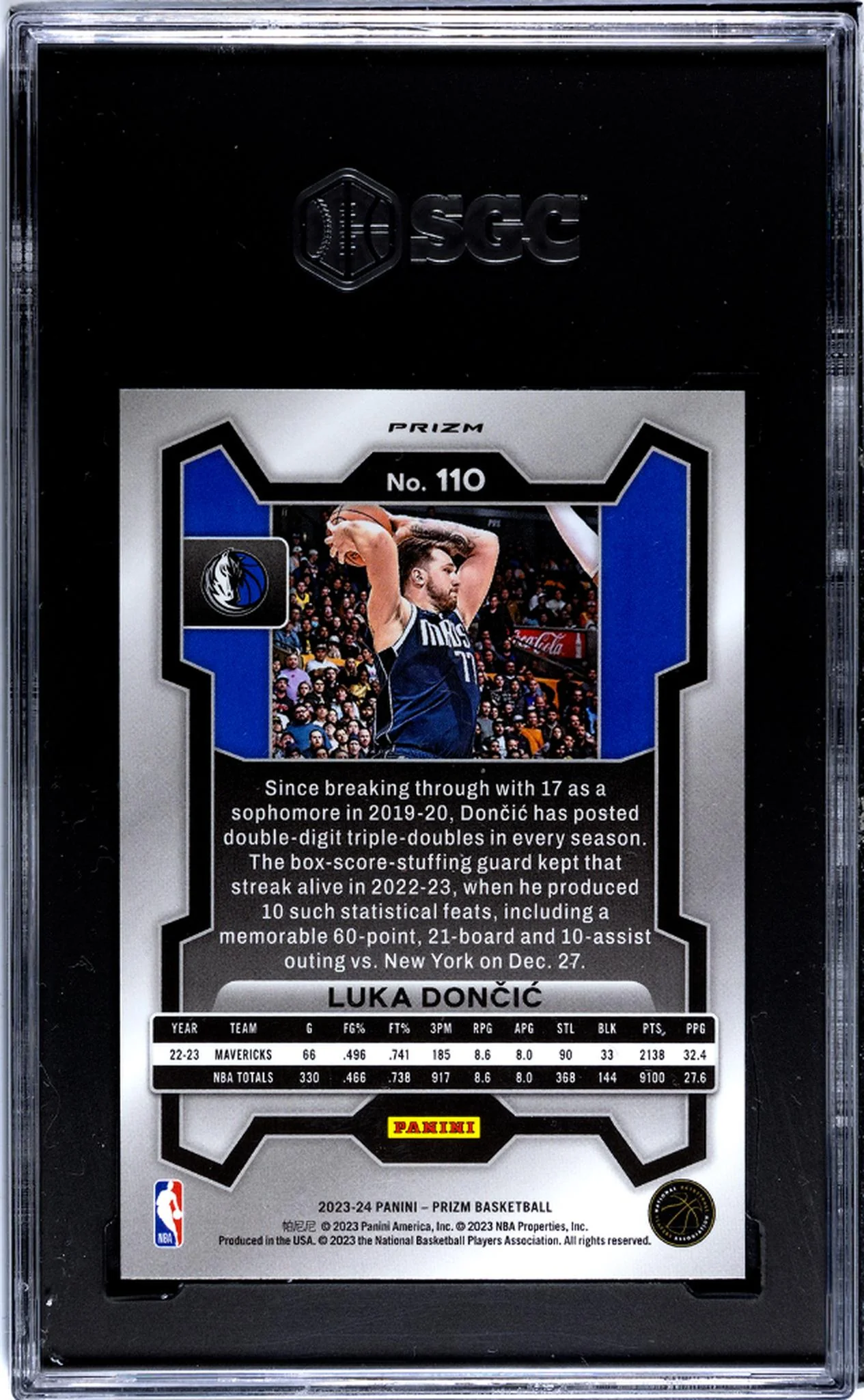 2023-24 Panini Prizm #110 Luka Doncic Silver Prizm SGC 9.5 - Image 2