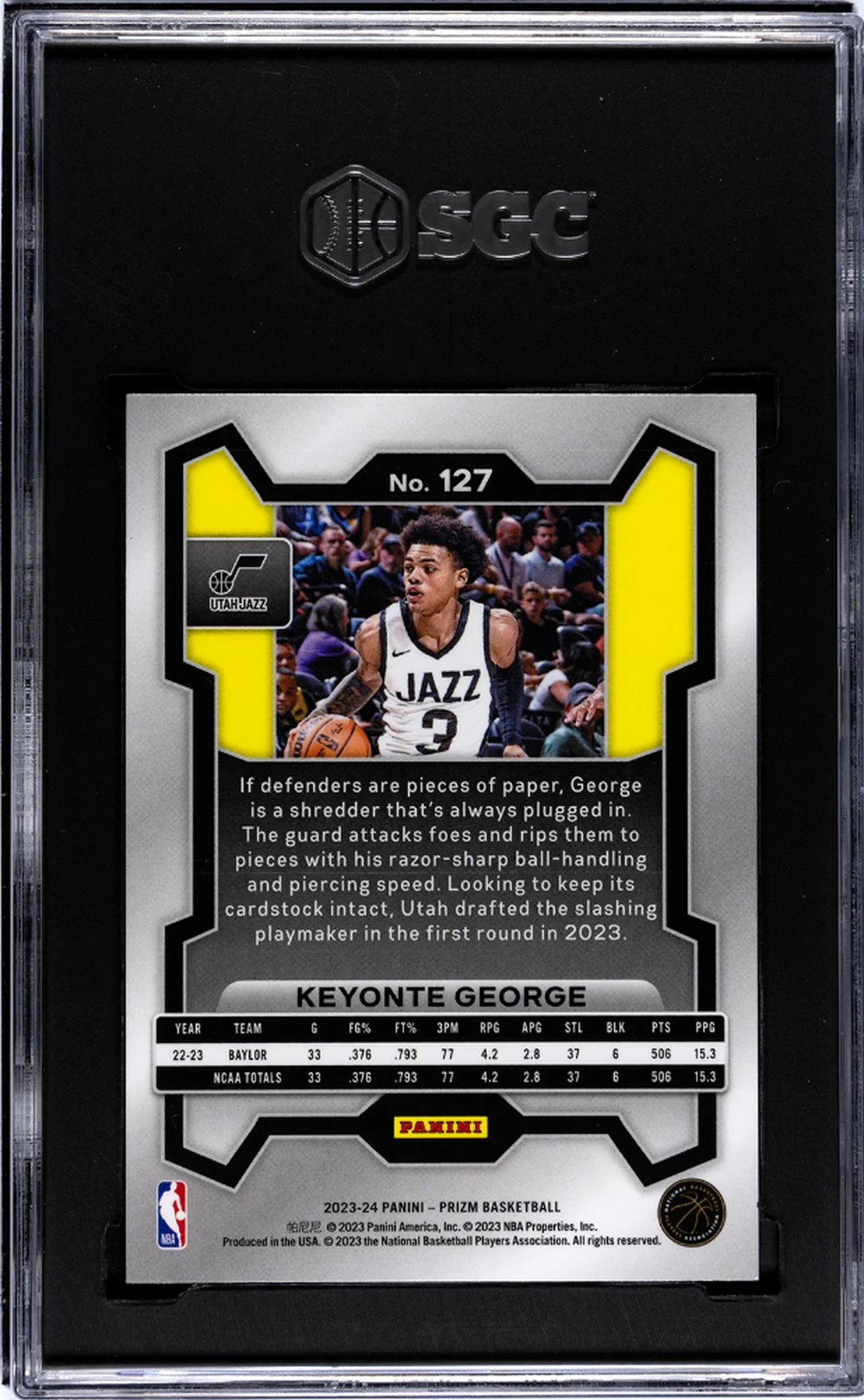 2023 Panini Prizm Keyonte George #127 RC SGC 9.5 - Image 2