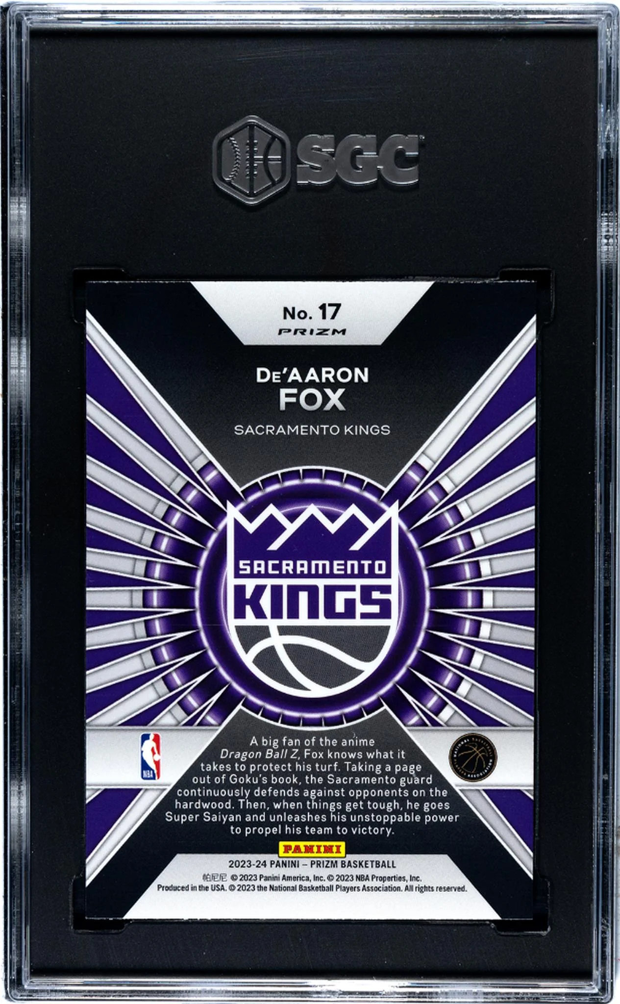 2023 Panini Prizm Dominance Silver Prizm De'Aaron Fox #17 SGC 8 - Image 2