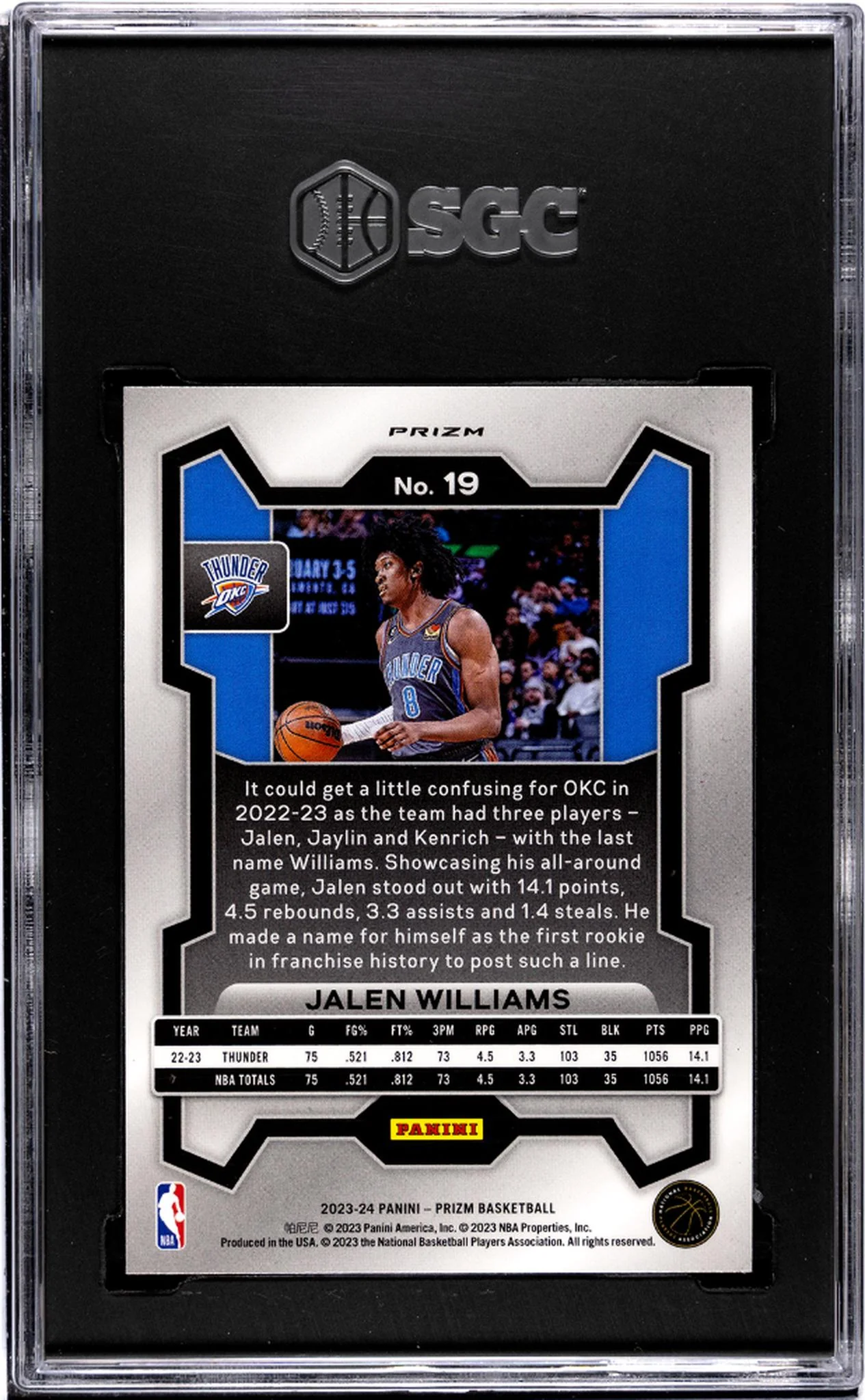 2023-24 Panini Prizm Silver Jalen Williams #19 SGC 7 - Image 2