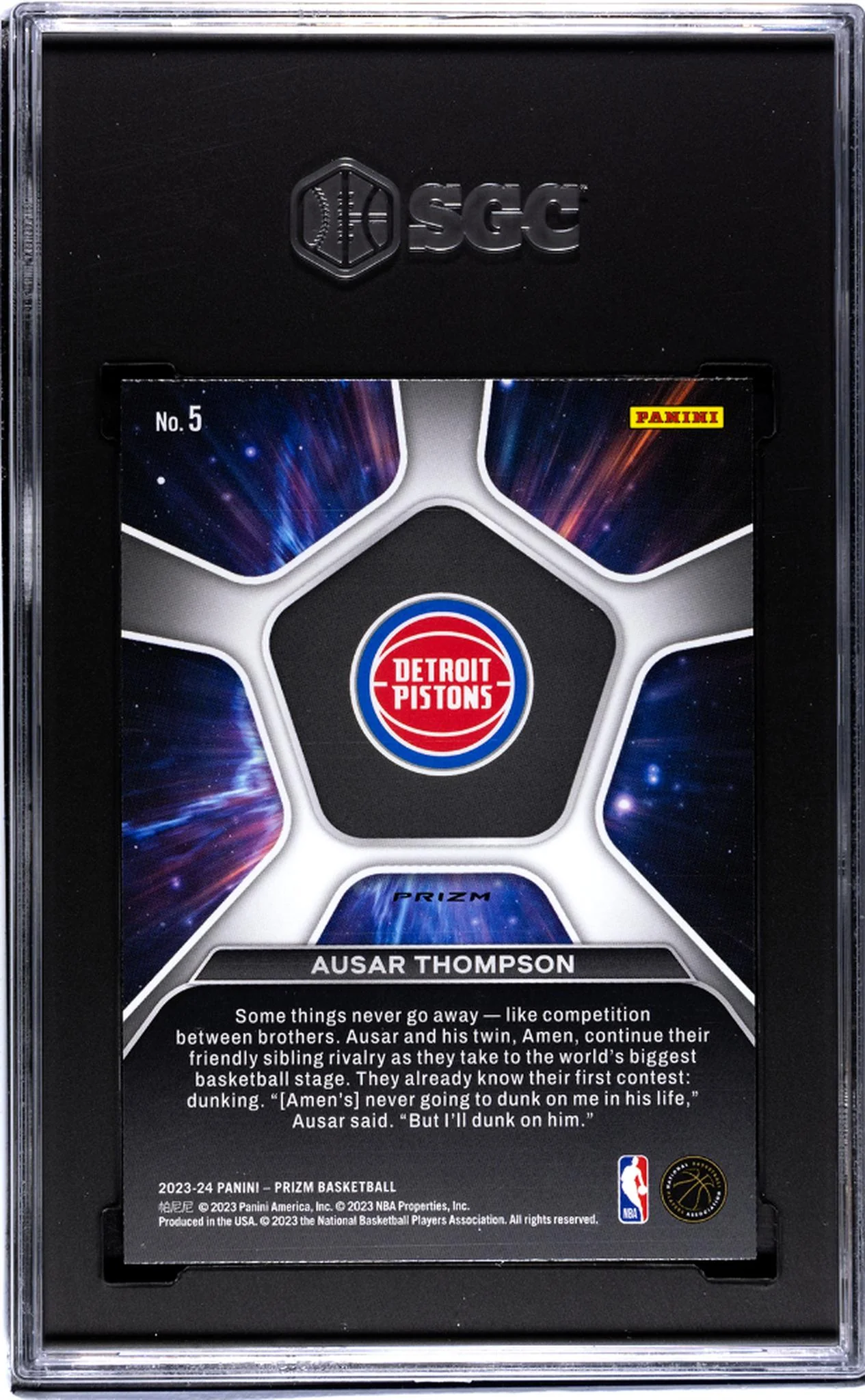 2023-24 Panini Prizm #5 Ausar Thompson Deep Space Silver Prizm SGC 10 - Image 2