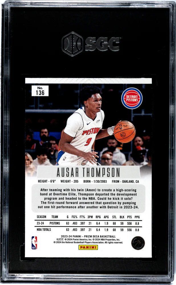 2023 Panini Prizm Deca Ausar Thompson #136 RC SGC 9 - Image 2