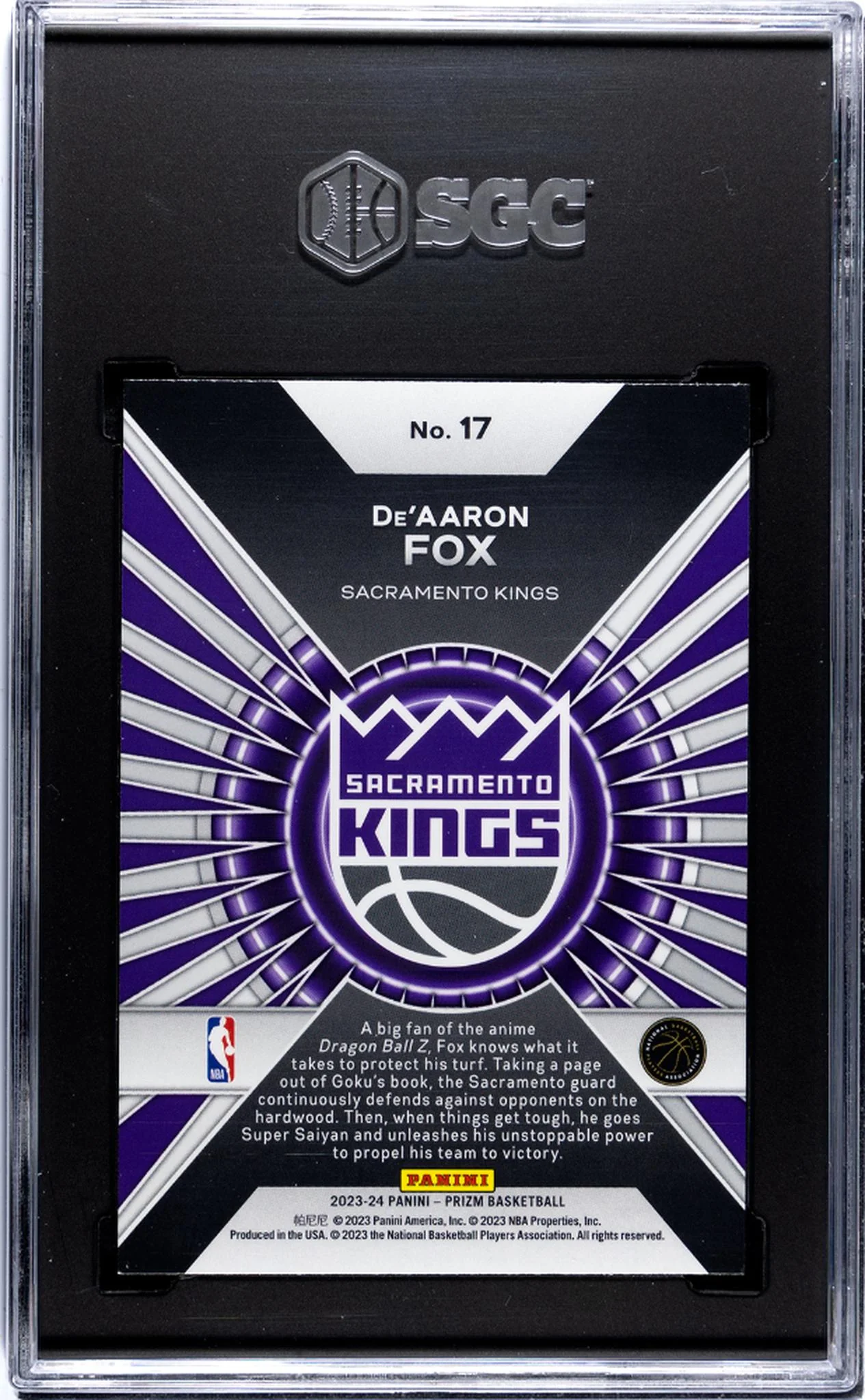 2023-24 Panini Prizm Dominance De'Aaron Fox #17 SGC 7 - Image 2
