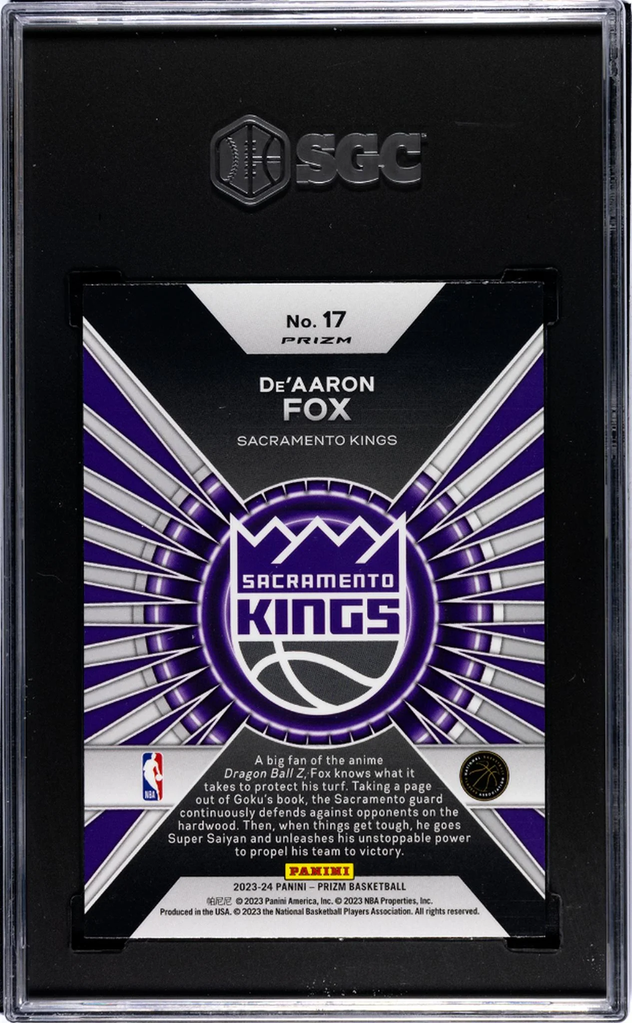 2023-24 Panini Prizm Dominance Silver De'Aaron Fox #17 SGC 6 - Image 2
