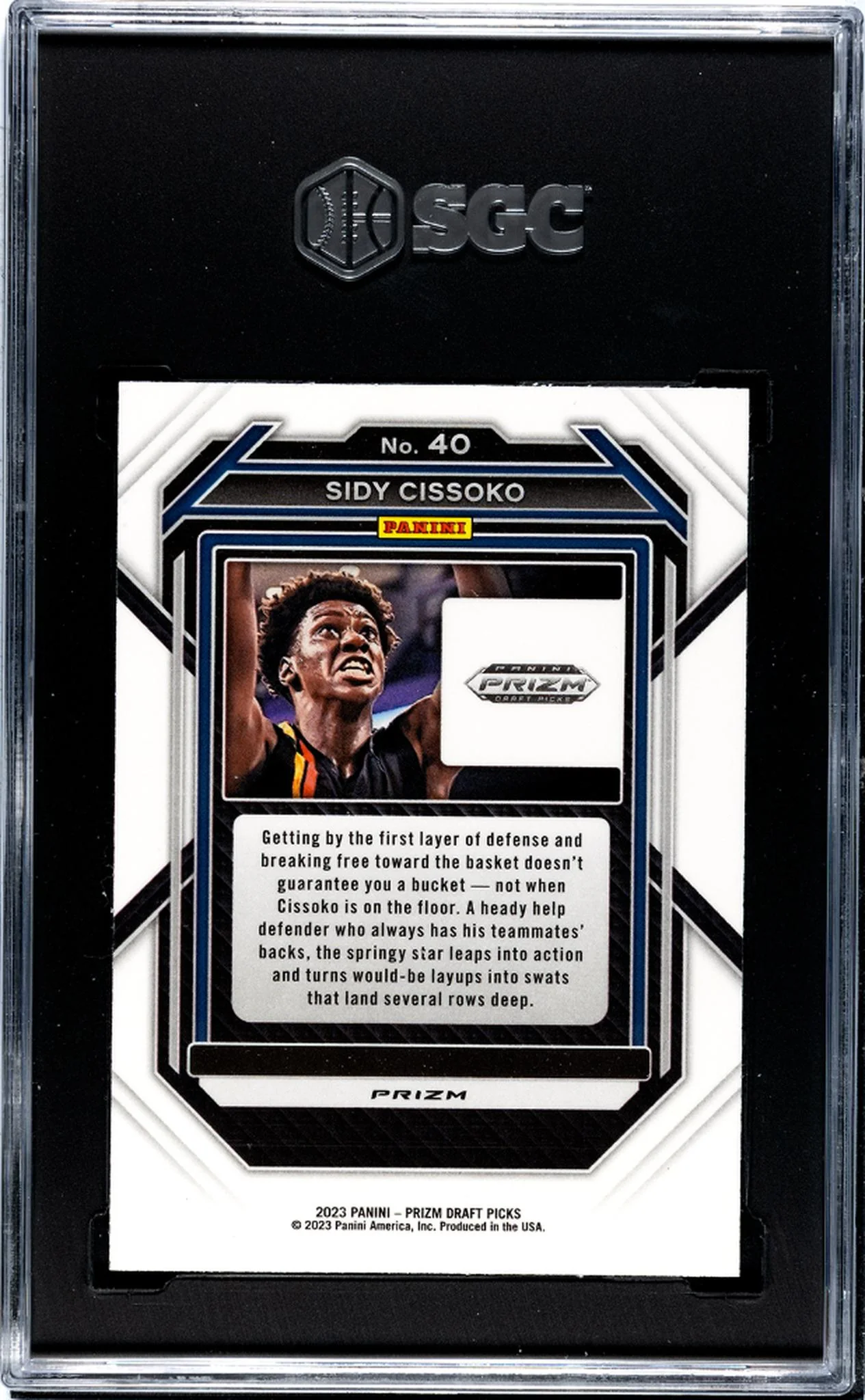 2023 Panini Prizm DP Choice Tiger Stripe Sidy Cissoko #40 RC SGC 8 - Image 2