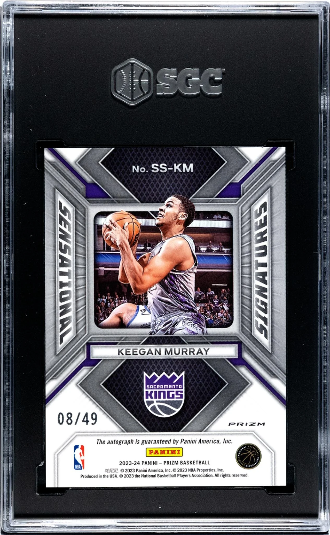 2023-24 Panini Prizm Choice Blue Keegan Murray #SS-KM Auto /49 SGC 9.5 Auto 10 - Image 2