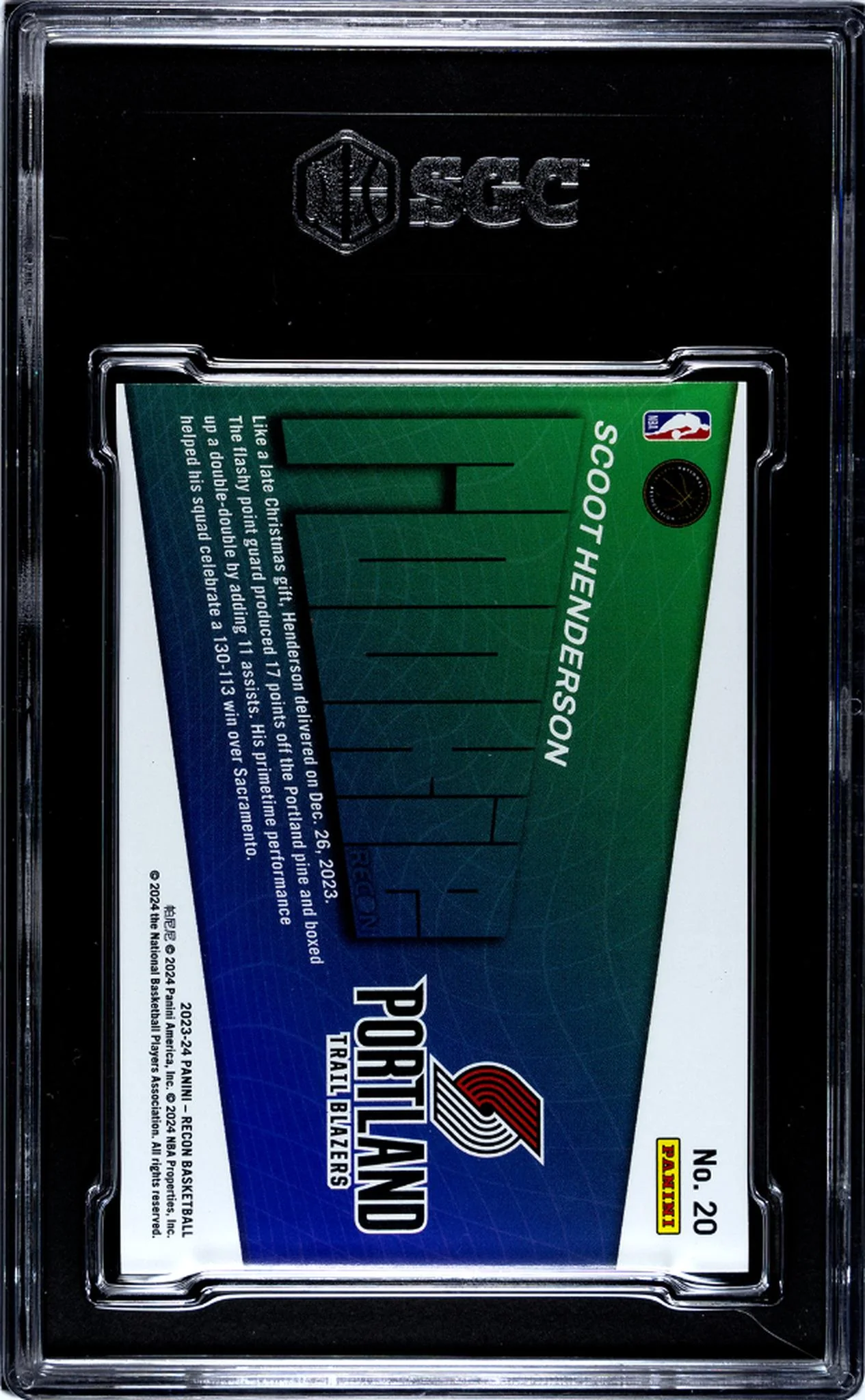 2023-24 Panini Recon Scoot Henderson #20 RC SGC 8 - Image 2