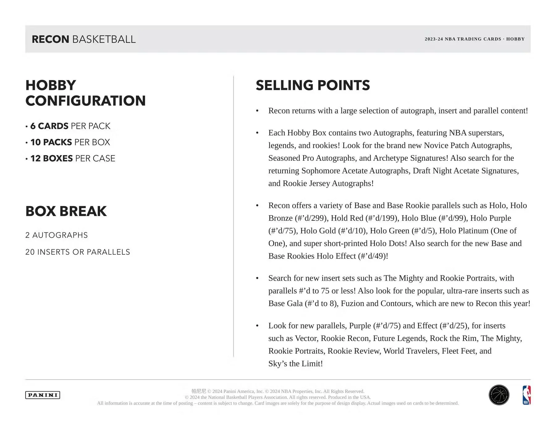 2023-24 Panini Recon Basketball Hobby Box - Image 7