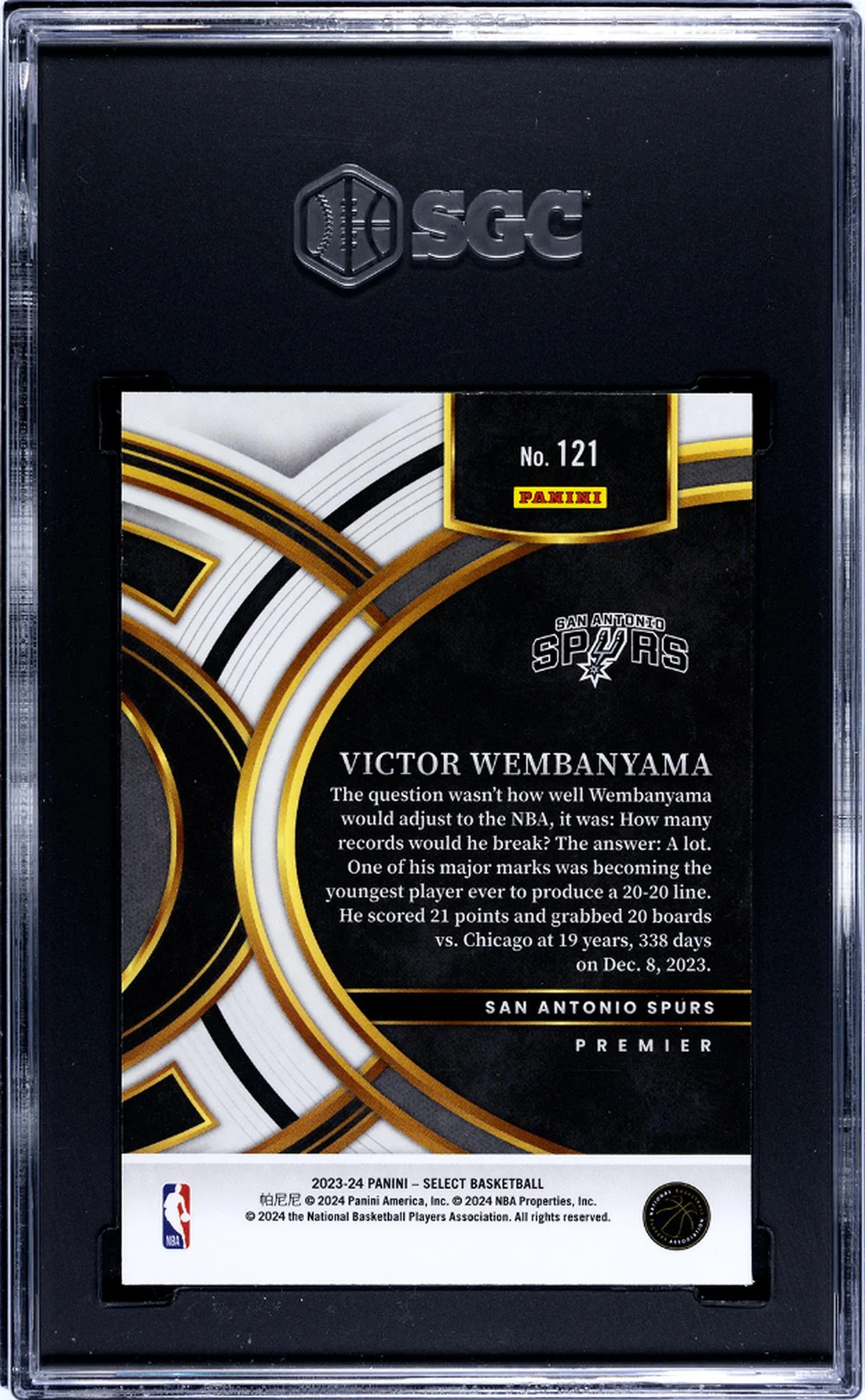 2023-24 Panini Select #121 Victor Wembanyama Blue SGC 10 - Image 2