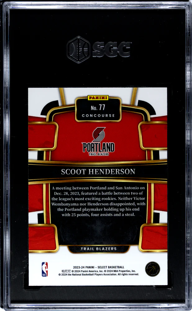 2023 Panini Select Blue Retail Scoot Henderson #77 RC SGC 9.5 - Image 2