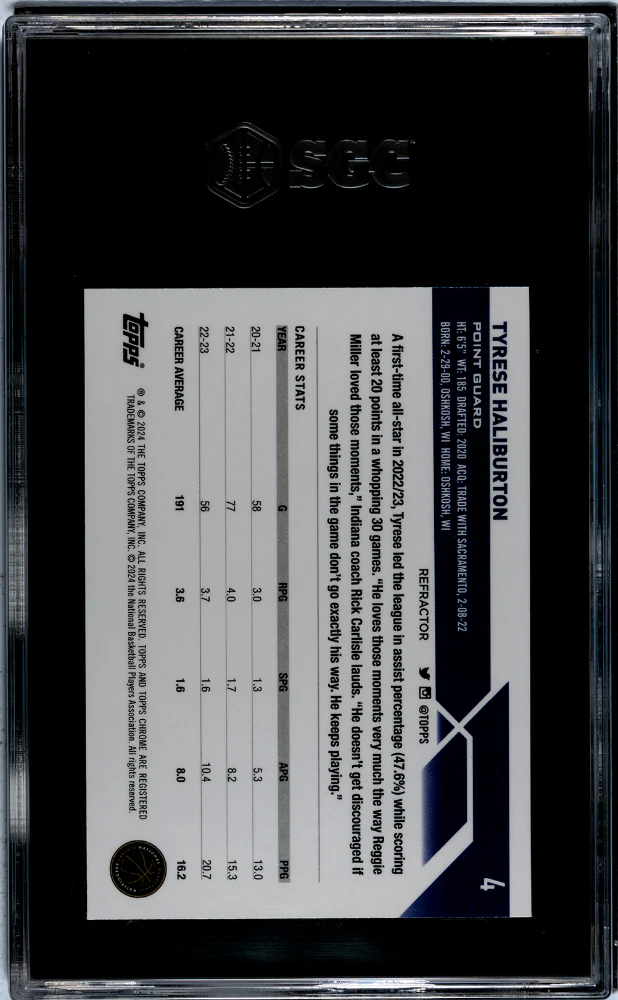 2023-24 Topps Chrome #4 Tyrese Haliburton Ref. SGC 10 - Image 2