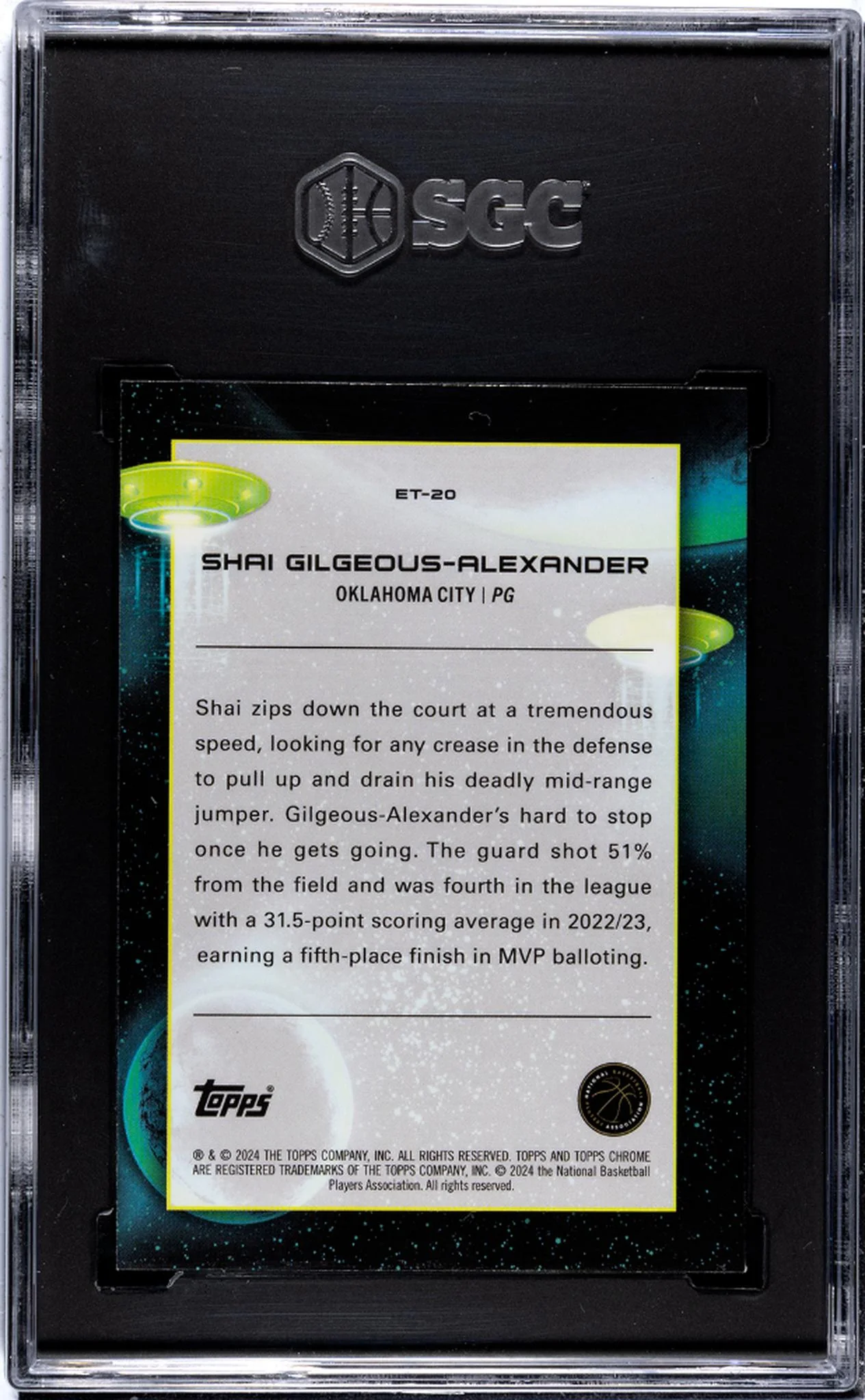 2023-24 Topps Cosmic Chrome #ET-20 Shai Gilgeous-Alexander Extraterrestrial Talent SGC 9 - Image 2