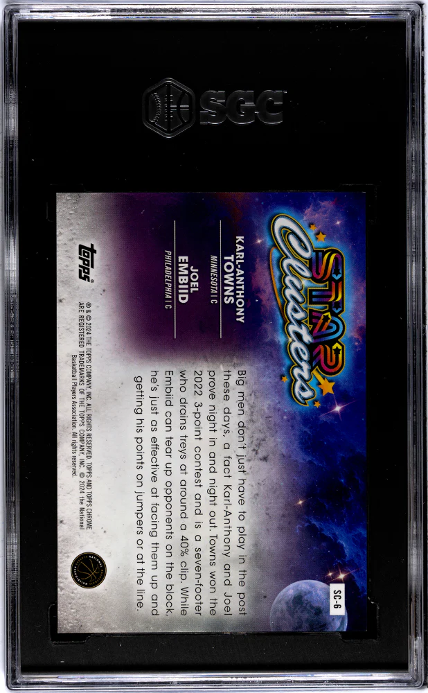 2023-24 Topps Cosmic Chrome #SC-6 Embiid/Towns Star Clusters Blue Moon Refractor /99 SGC 10 - Image 2