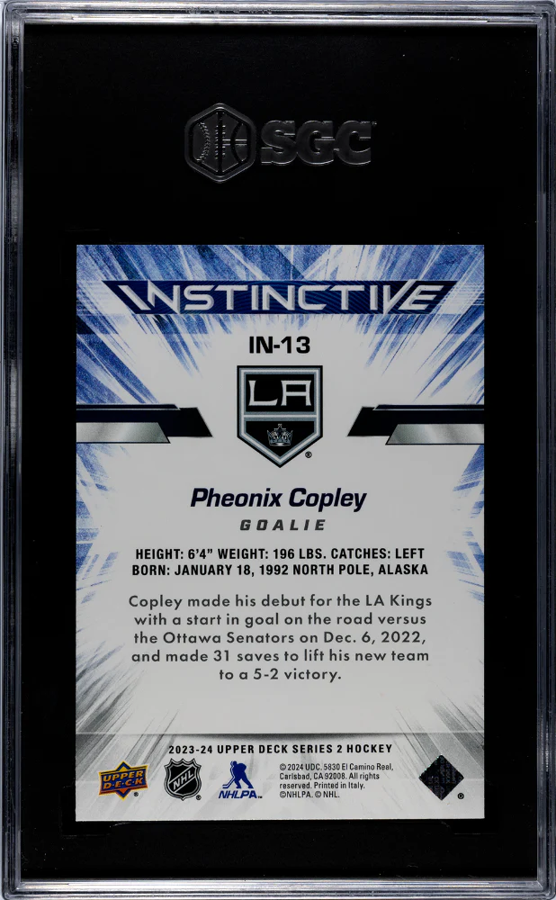 2023-24 Upper Deck Instinctive Pheonix Copley #IN-13 SGC 9.5 - Image 2