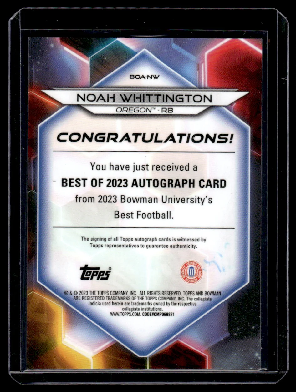 2023 Bowman BOA-NW Noah Whittington Best of 2023 Autograph Card /25 Oregon - Image 2