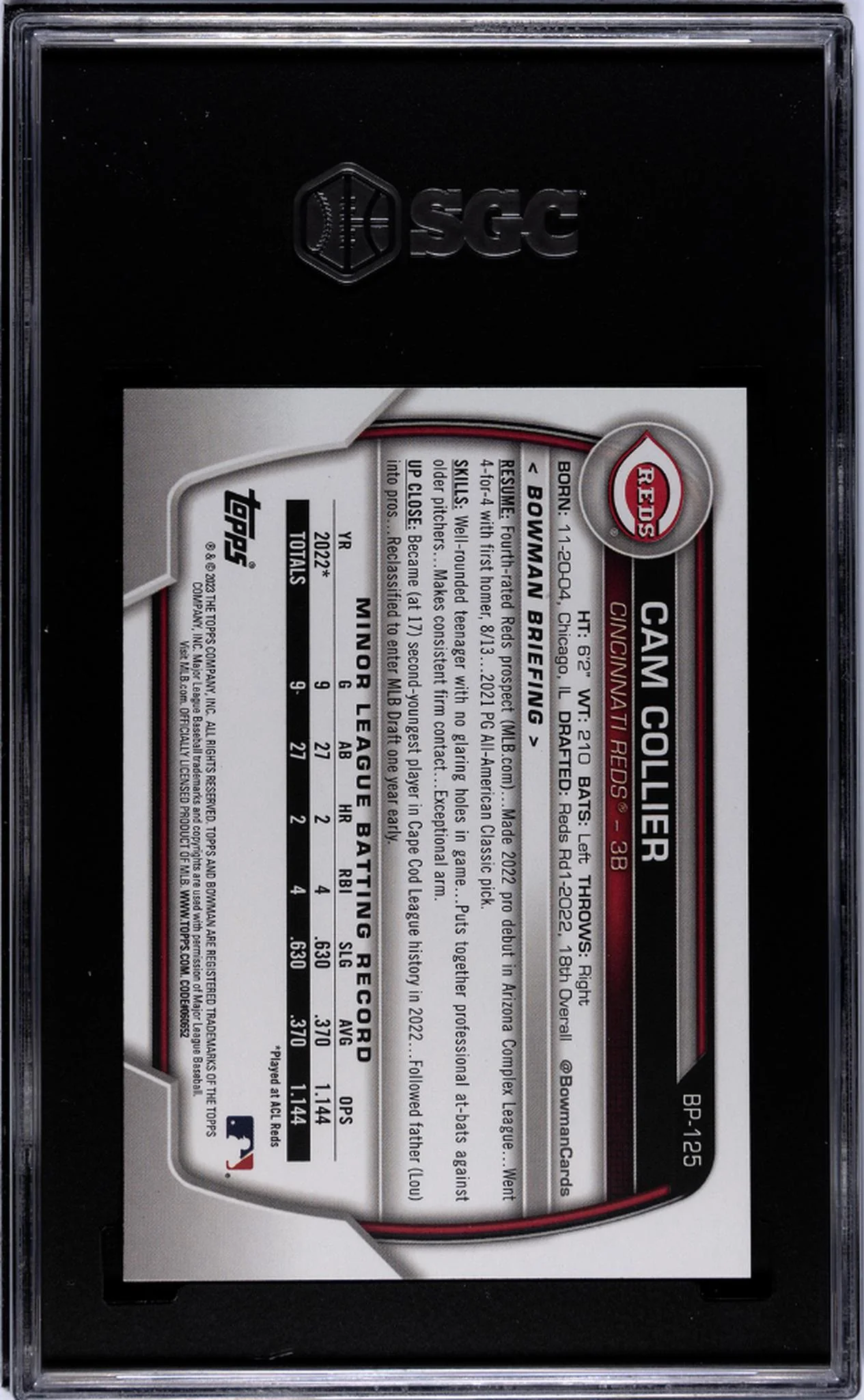 2023 Bowman Cam Collier #BP-125 SGC 9.5 - Image 2