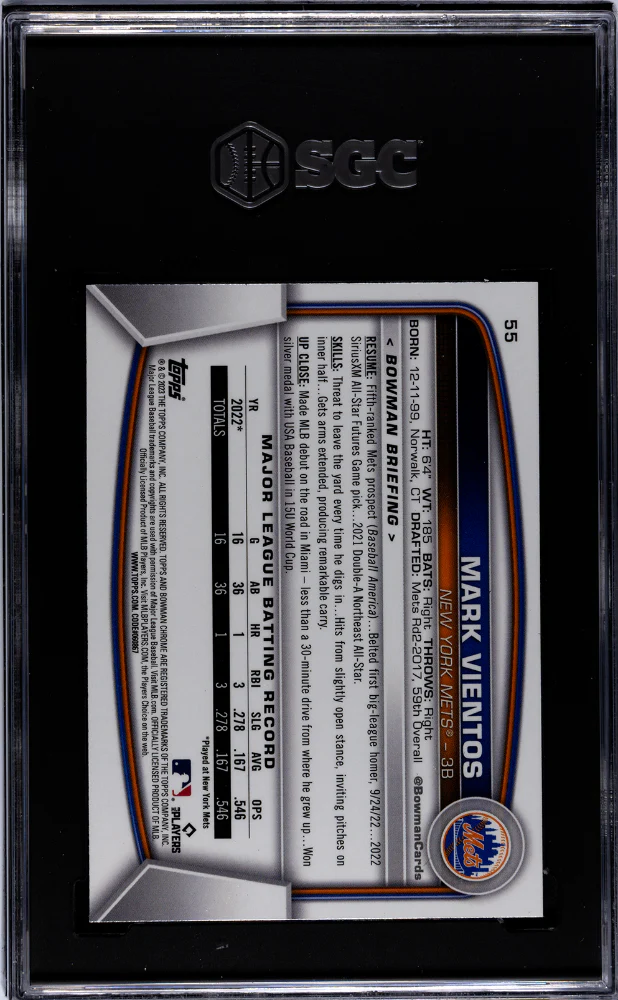 2023 Bowman Chrome #55 Mark Vientos SGC 9.5 - Image 2