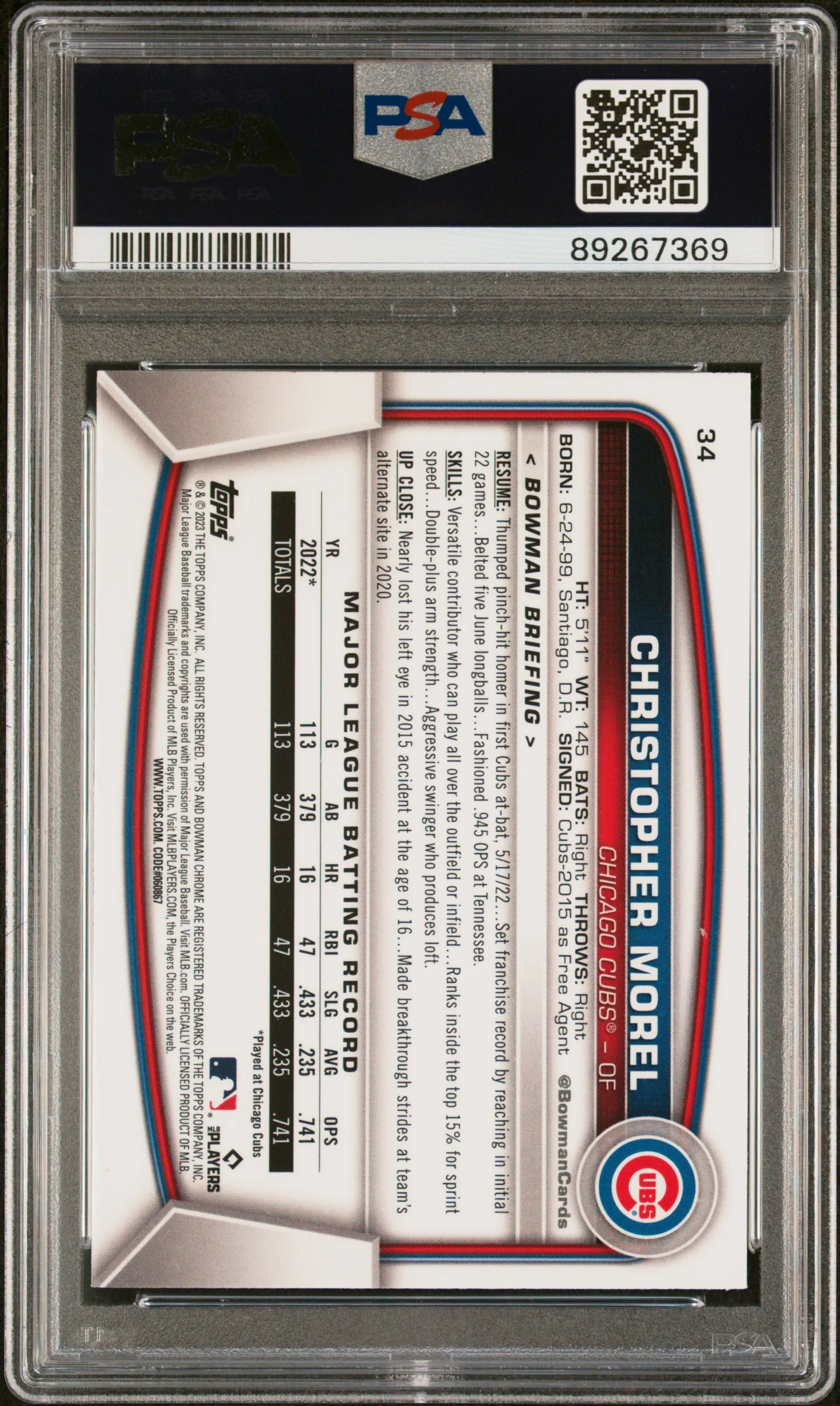 2023 Bowman Chrome Mega Box Mojo Refractor Christopher Morel #34 RC PSA 10 - Image 2