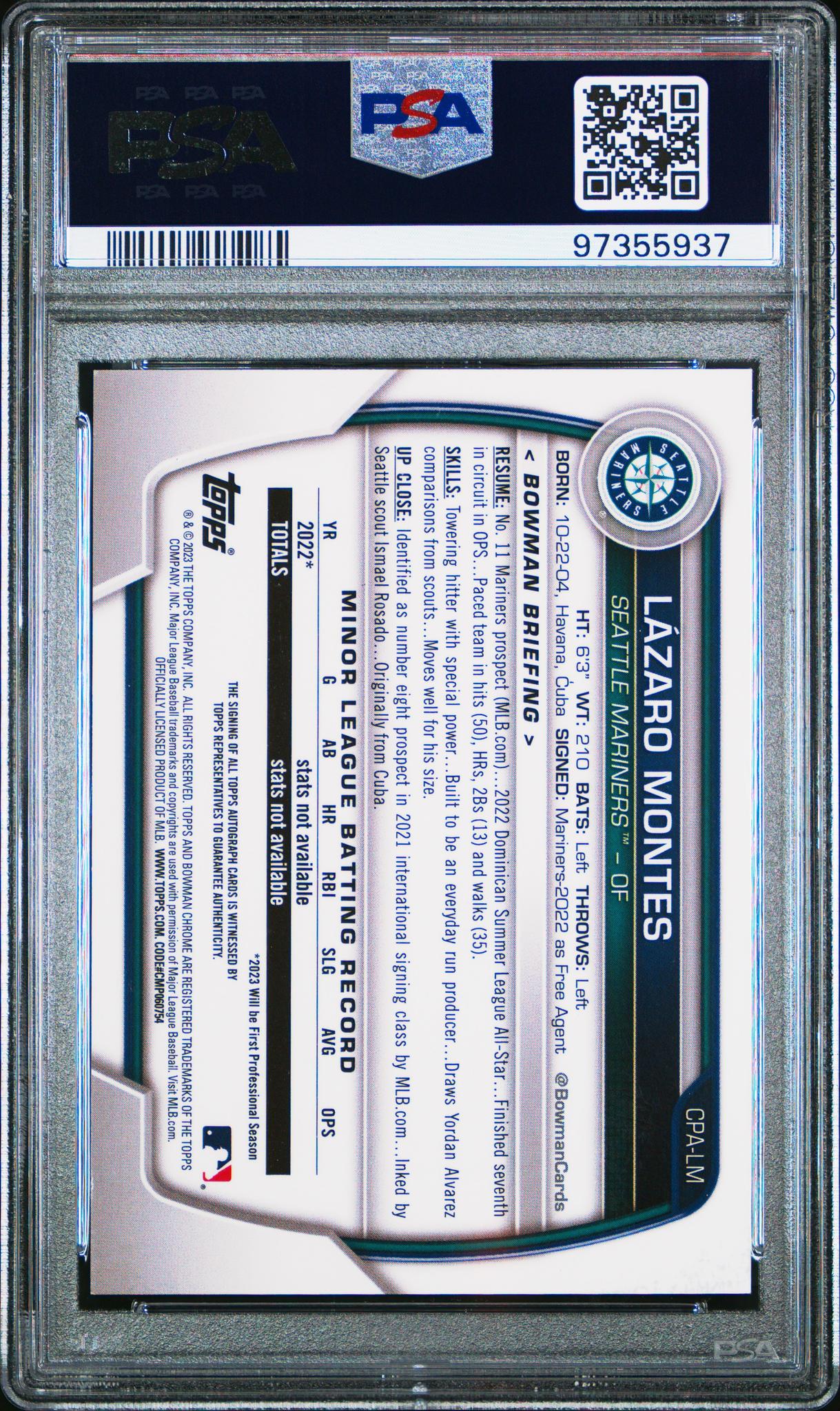 2023 Bowman Chrome Prospect Auto Lazaro Montes #CPA-LM PSA 9 - Image 2